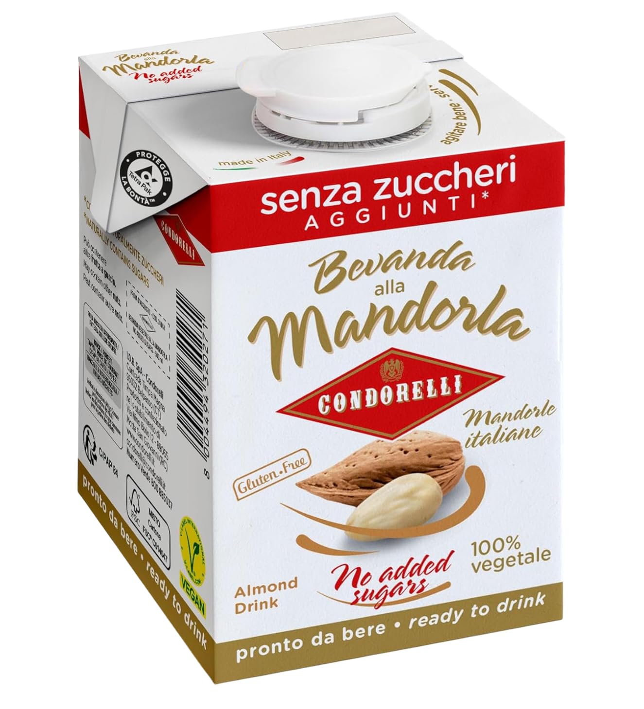 Bevanda alla Mandorla con Mandorle Italiane condorelli, Senza Zuccheri Aggiunti, 500ml (NOVITA') [CAlYA® BOX da 12 Confezioni]