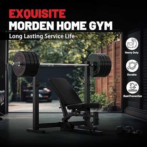 Miniatura 6 de Papababe Weight Plates, 2-Inch Weights Plates Set, Floor Protective Rubber Weight Plates, 10-600lbs Bumper Plates for Barbell Strength Training &