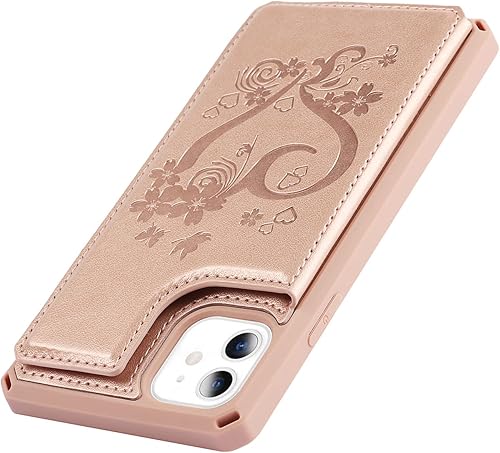 Miniatura 9 de iCoverCase Funda compatible con iPhone 11 con tarjetero para mujer, bloqueo RFID en relieve, piel sintética con correa de muñeca de 6.1 pulgadas