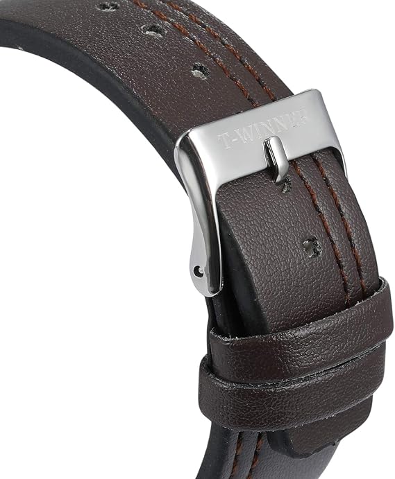 FORSINING Men's Mechanical Hand Wind Analog Sport Style Wrist Watch with Leather Strap, White and Brown , Fashion