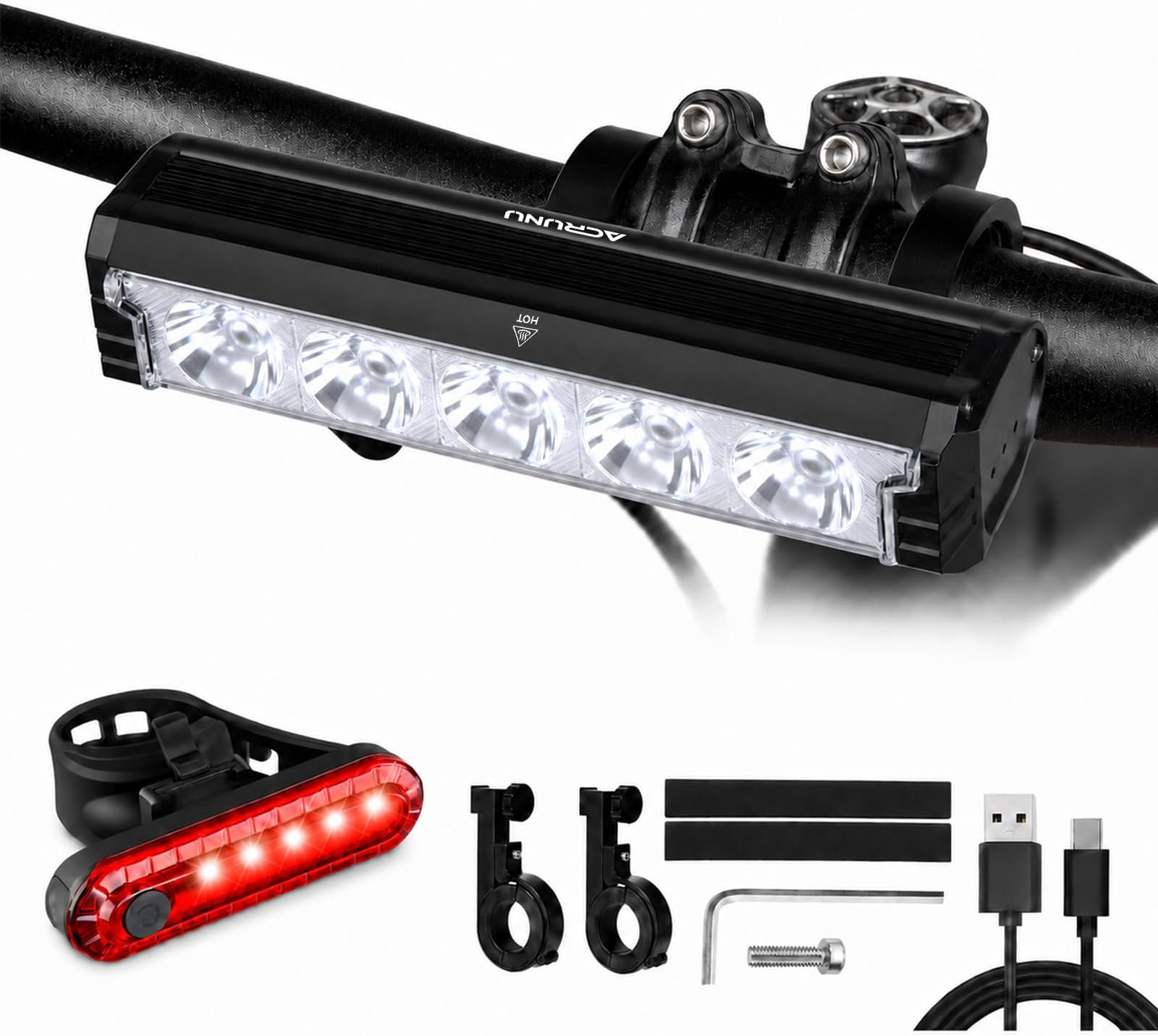 Bike Lights for Night Riding Rechargeable 9500 Lumen Bicycle Lights Front and Rear Rechargeable 5 Adjustable Modes 5 Bike Headlight and Tail Light Set 5 Adjustable Modes for Cycling