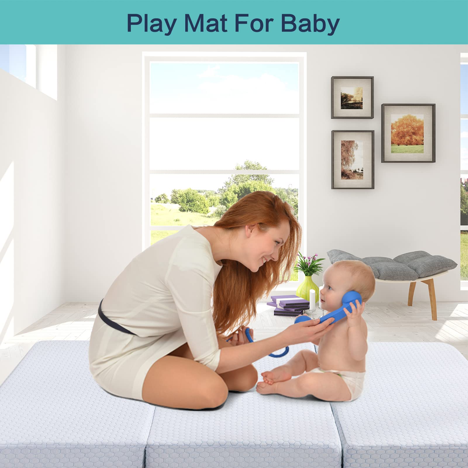 Toddler Mattress Pack N Play Trifold Mattress Topper, Foldable