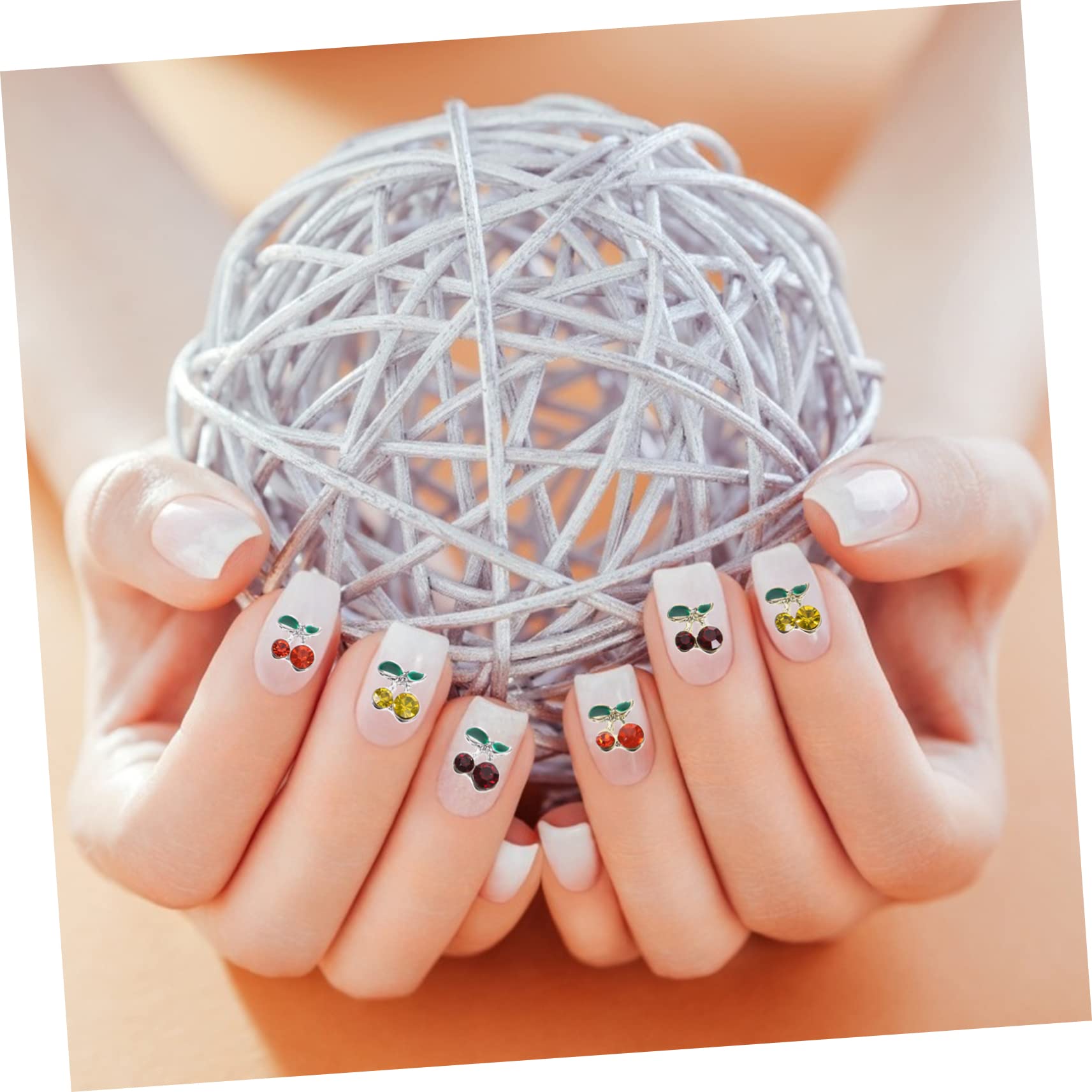 Healvian 120 Piezas accesorios de arte de uñas de diamantes de imitación decoración uñas decoraciones uñas gemas de uñas de cereza adornos de brillo pedrería joyas encantos de uñas clavos