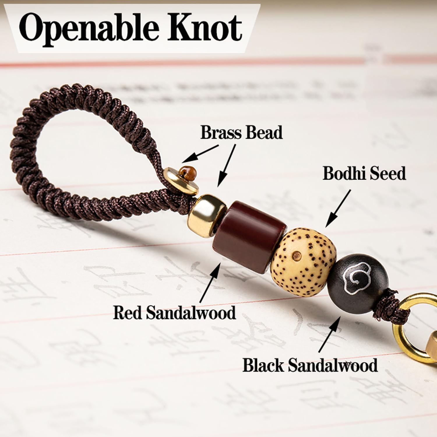 Brass Decorative Bells Keychain with Auspicious Pattern, Hanging Lucky Bell for Car Keys or Backpack as Good Luck Charms