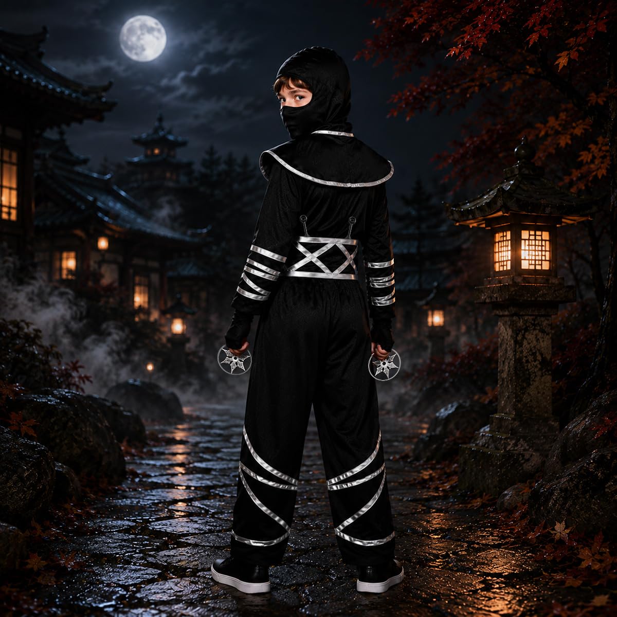 Kostium Ninja dla dzieci, czarny, Halloween, karnawał, kostium Cosplay