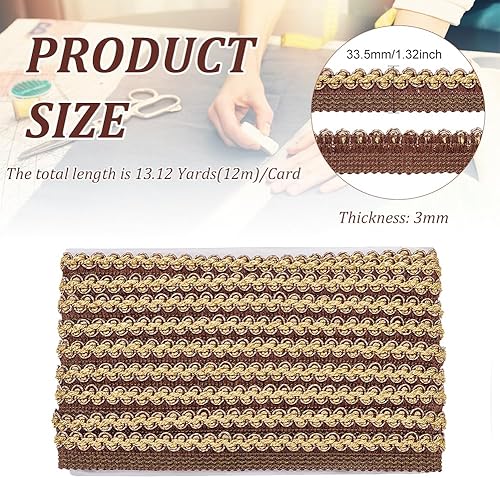 Miniatura 2 de BENECREAT Cintas trenzadas de poliéster de 13 yardas de 1-38 pulgadas de ancho, tejido de poliéster decorativo para cortina, costura de