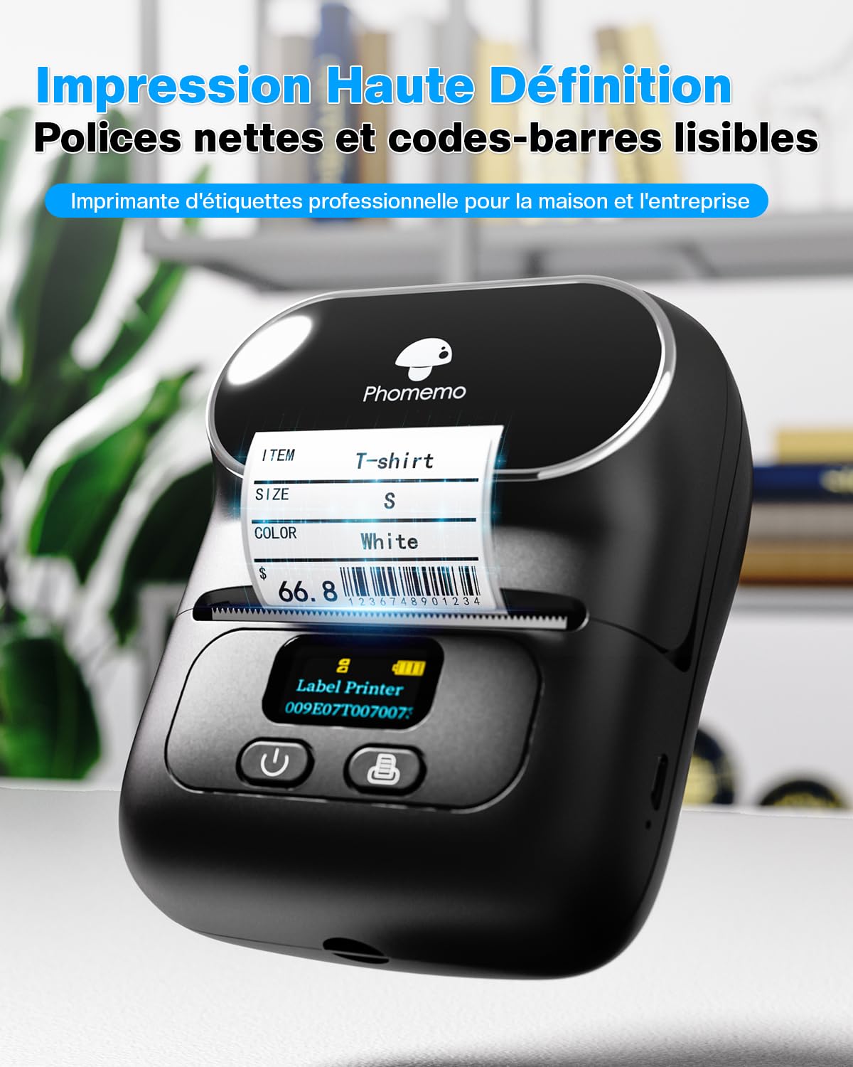 Phomemo M110 Imprimante Étiquette Autocollante Bluetooth, Set de 3 Rouleaux, Machine Étiquettes pour Téléphone et PC