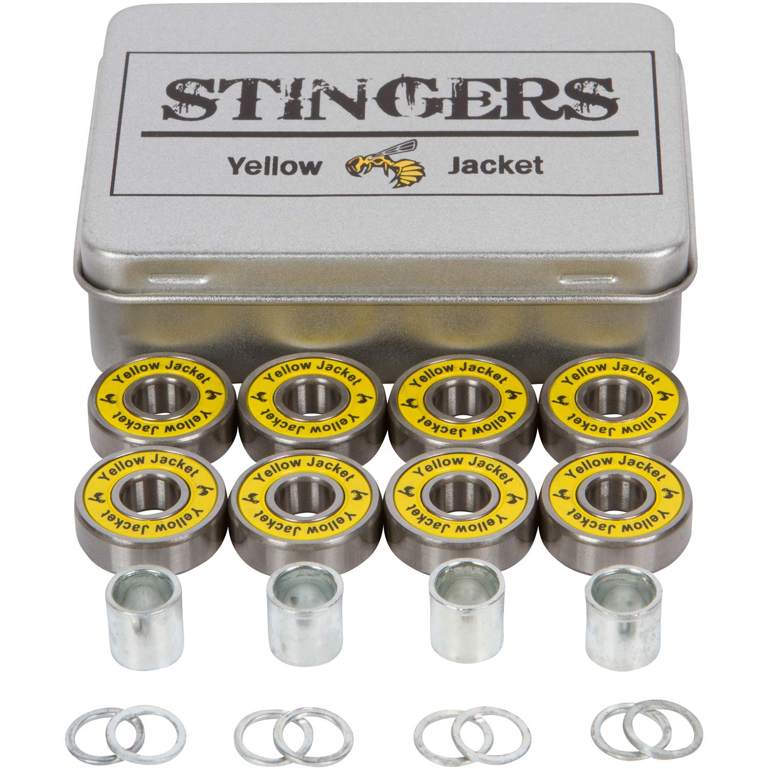 Yellow Jacket Roulements Premium Skateboard Pro Longboard 608 ABEC 11 Rondelles et entretoises Yellow Jacket (lot de 8)