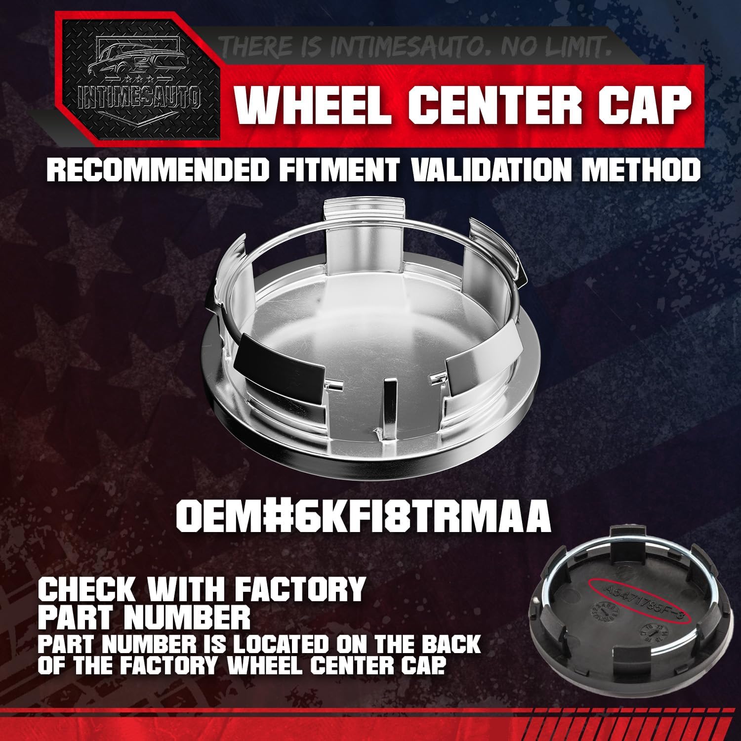 63MM 2.5 Inch Wheel Center Caps for Dodge Ram 6KF18TRMAA Rim Wheel Center Hub Caps, Pack of 4 Chrome with American Flag