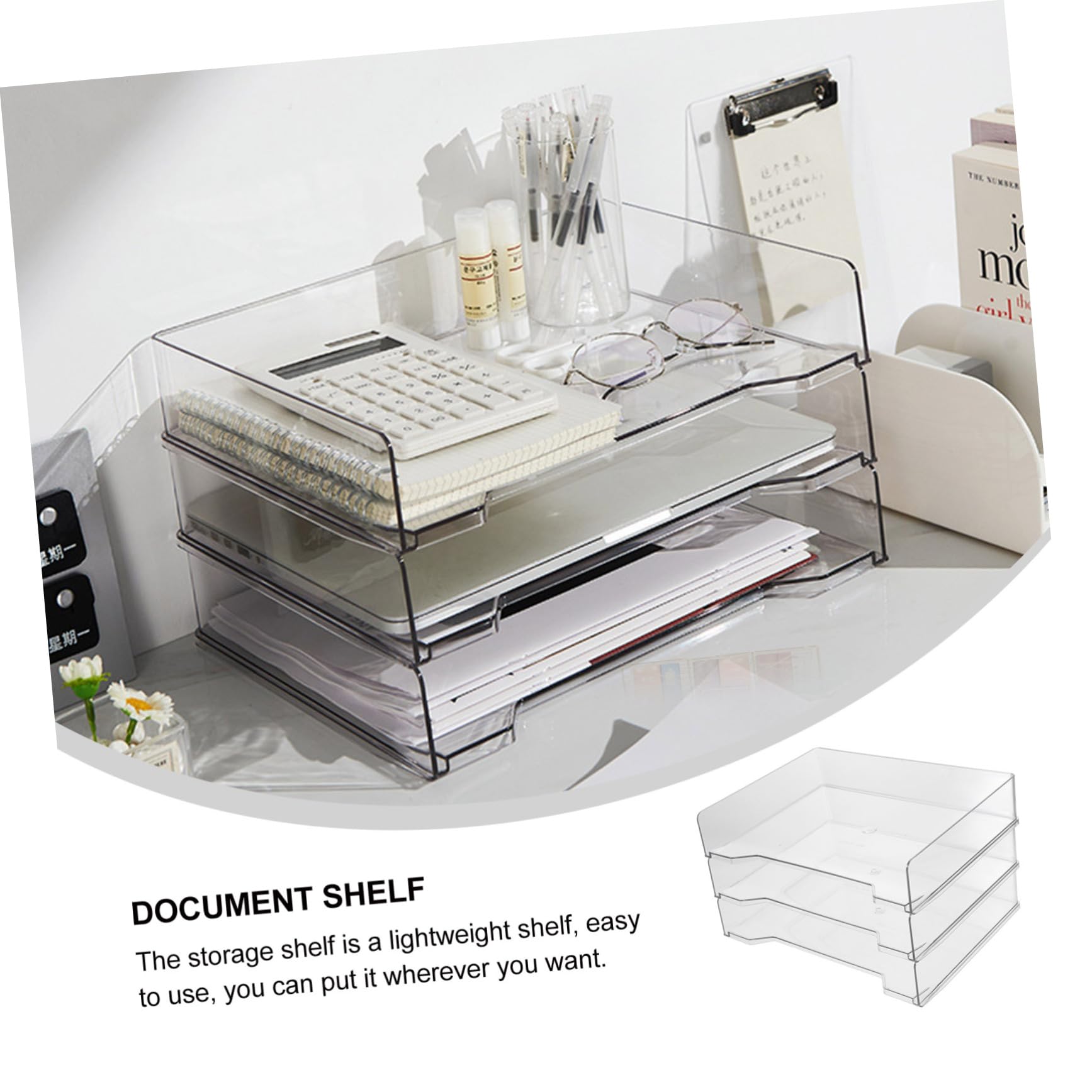 Set di 3 scatole portaoggetti per documenti, scrivanie e accessori per scrivania da ufficio, elegante scatola per archiviazione efficiente dello spazio di lavoro