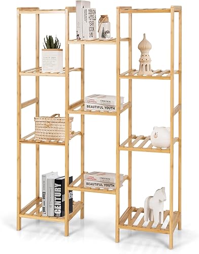 Safstar - Estante de bambú para plantas de 11 niveles soporte independiente para macetas de flores soporte para plantas para interiores y exteriores