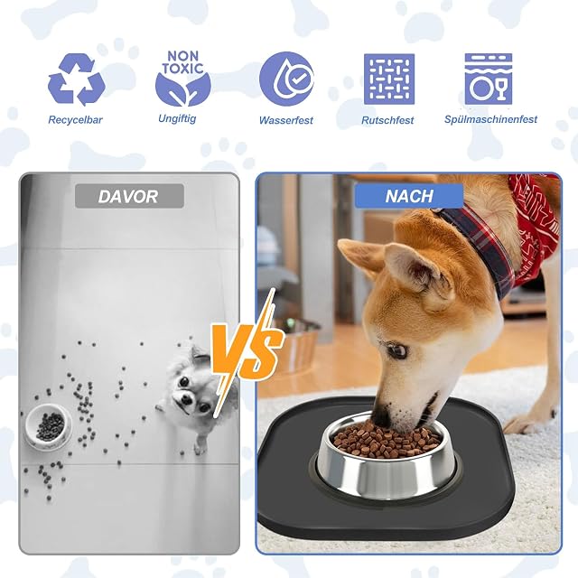 Foto 5 de 7 de 2 Alfombrillas de Silicona Impermeables para Alimentos para Gatos, 26 × 26 × 1 Cm