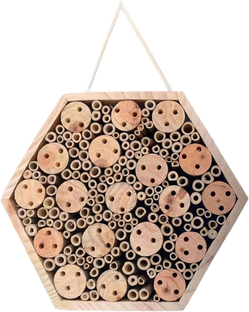 Handcrafted Sturdy Wood Creature Shelter Showcasing Geometric Shape and Various Tube Sizes to Welcome Beneficial Flyers in Outdoor Spaces Wild Refuge