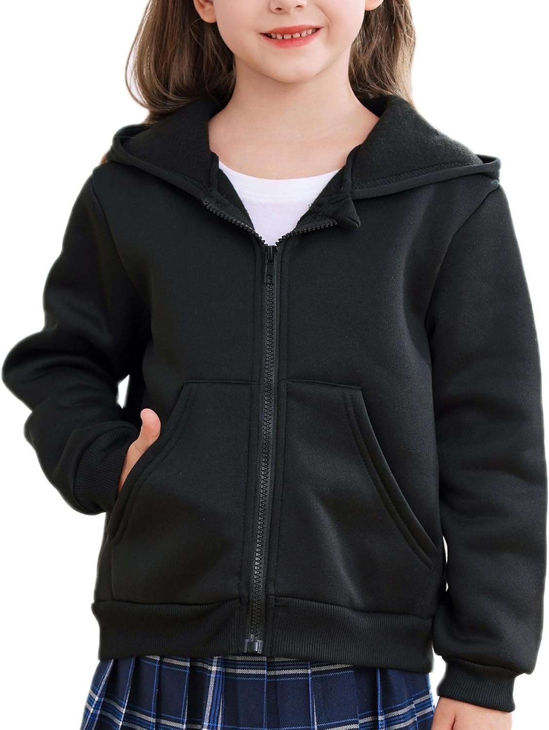 Girls Fleece Zipper Sweatshirt Long Sleeve Fall Winter Spring Pullover Hoodie Tops Clothes for 6-13 Years