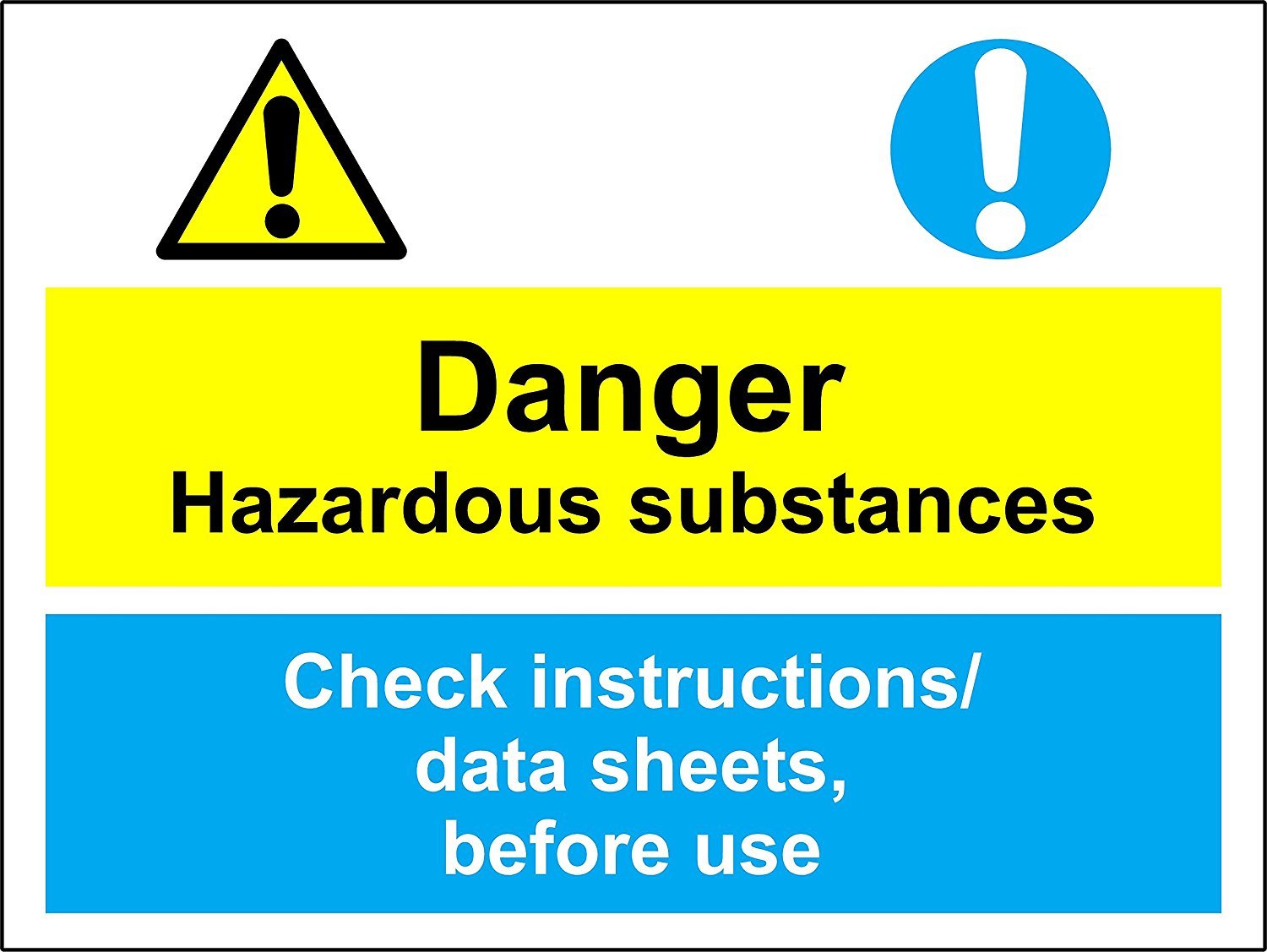 COSHH SIgns - Danger Hazardous Substances/Data Sheets safety sign - 3mm Aluminium sign 300mm x 200mm