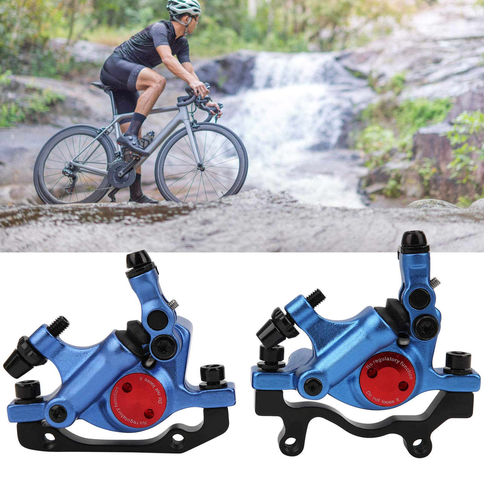2 pièces étriers de frein à disque hydrauliques de traction de ligne, dispositif de frein à disque de cyclisme en alliage d'aluminium, accessoire de vélo pliant pour vélo d (Blue)