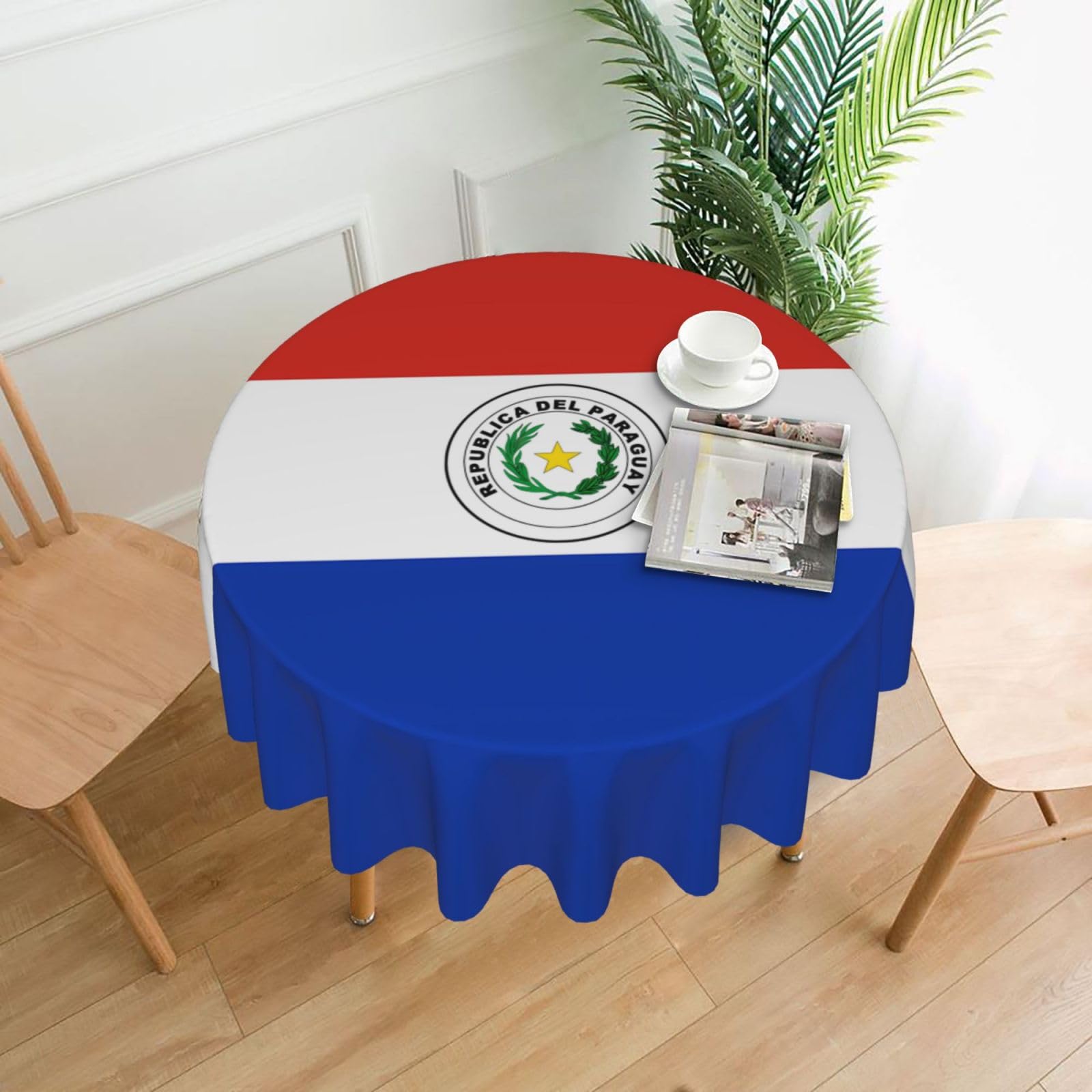 MROWYC Flag of Paraguay Printed Practical Round Tablecloth, Durable, Suitable for Home, Restaurant, Hotel, Gathering, and Decorative Table Covers