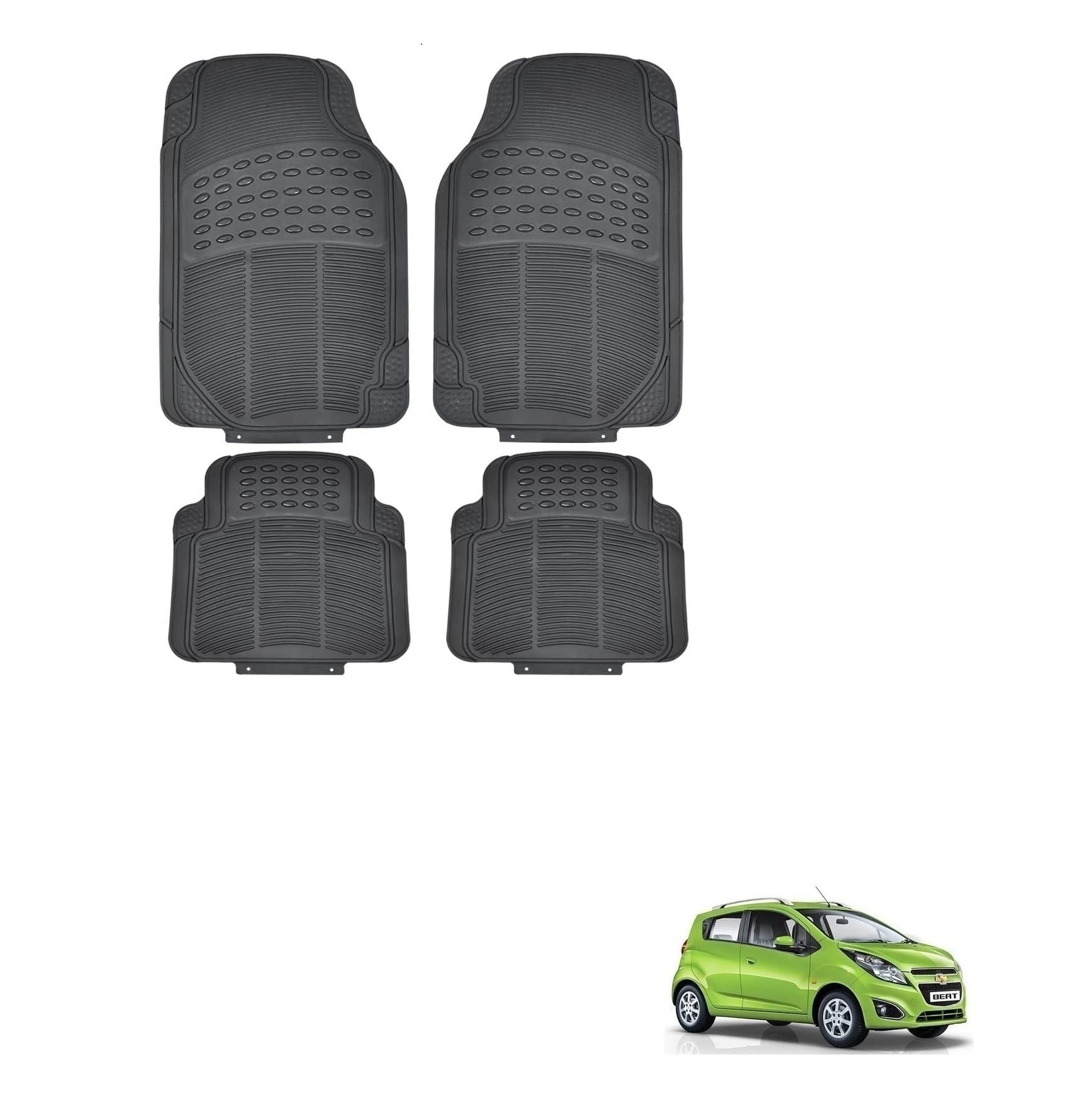 Kozdiko Car Simple Rubber Black Floor Mat Set of 4 Pcs Universal for All Cars