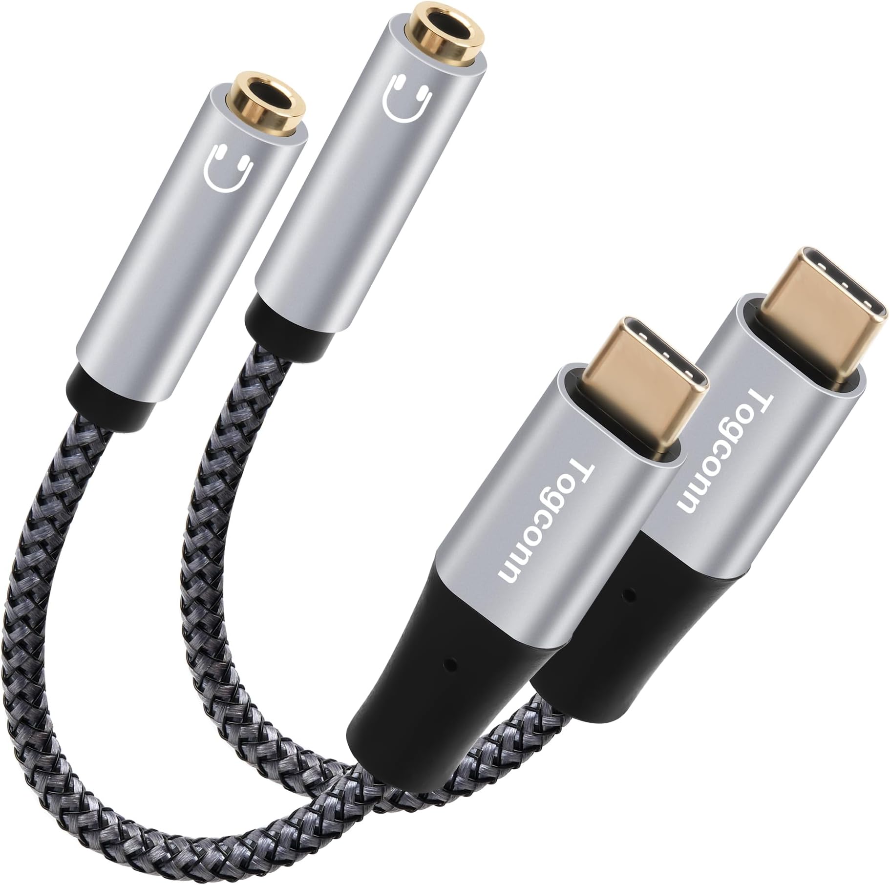 USB Type C Male to 3.5mm TRRS Female Headphone Jack Adapter 2 Pack, USB C to Aux Audio Dongle Cable Cord, Nylon Braided, Aluminum Shell, for iPhone 15 Series, iPad Pro, MacBook, Pixel, Galaxy S23
