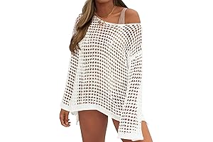Women's Chic Crochet Cover Up, Mesh Hollow Out Bikini Cover Ups