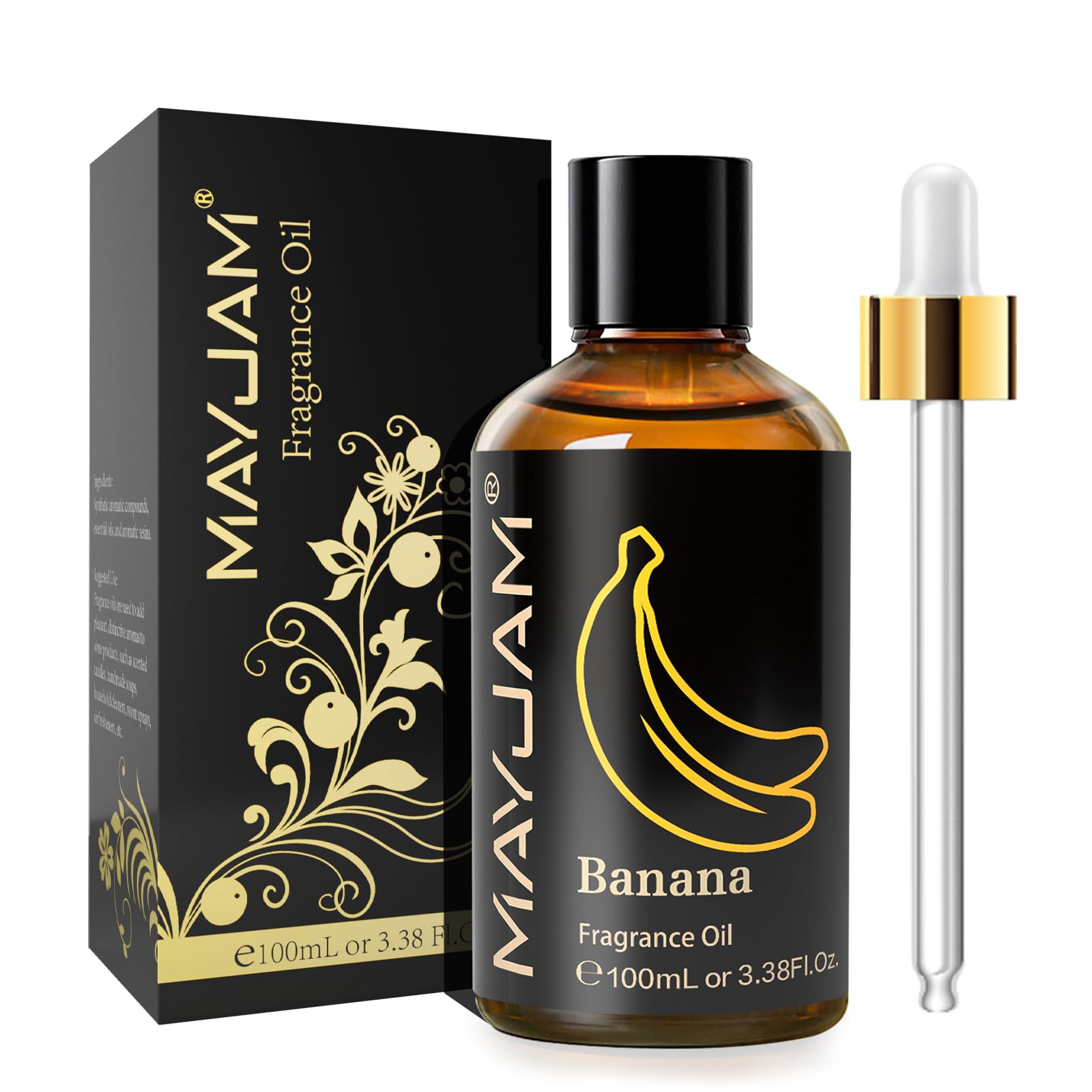 MAYJAM Olio Essenziale di Banana 100ml, Olio Di Fragranza Premium Per Diffusori di Olio Essenziali, Aromaterapia, Casa, Bruciatore Di Olio
