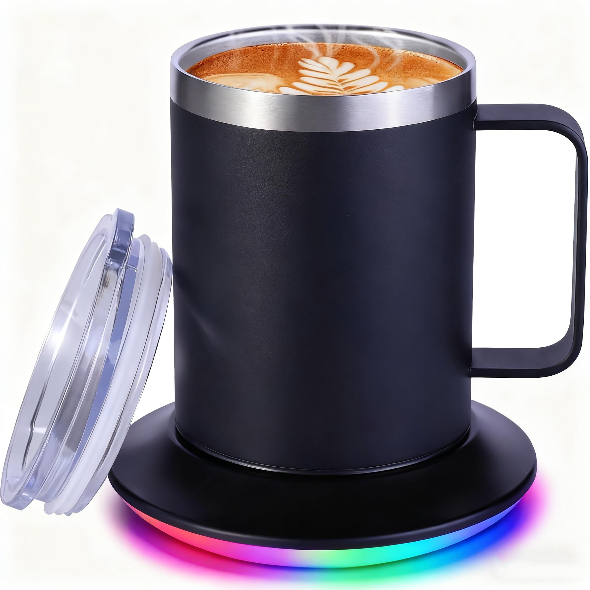 Birthday Gifts for Dad Husband Brother Friend, 12oz Heated Coffee Mug with Glowing Warmer Set,Funny Valentines