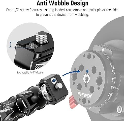 Miniatura 4 de NEEWER Soporte de brazo mágico para Hero 12 11 10 Osmo Action 4 3 One X3 GO3, adaptador de brazo articulado con tornillo de 14 pulgadas para montaje