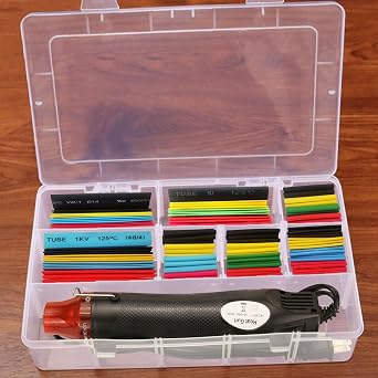 Heat Shrink Tubing Kit + Mini Heat Gun for Shrink Tubing - 328pcs 21 Wire Shrink Wrap Tubing + 300W Heat Shrink Gun with Storage Box - for Shrink Wraping,Wire and Cable Repair,Insulation Protector