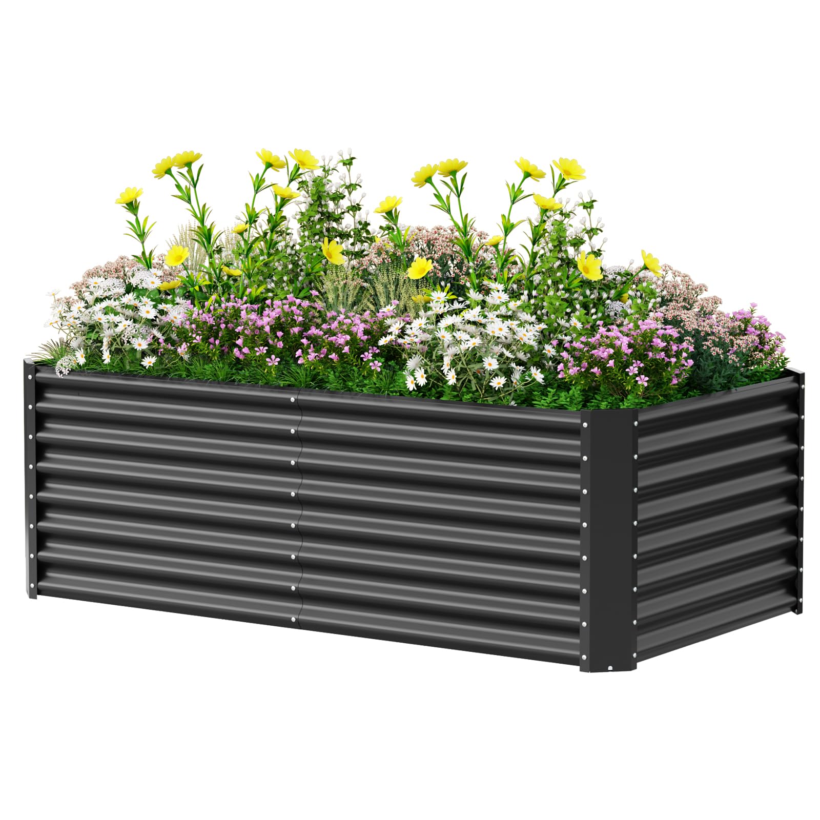 Bancal de Metal, 183 x 92 x 61 cm, Resistente a la Intemperie, Resistente a la corrosión, Acero galvanizado, Jardinera elevada para Exteriores, jardín, Verduras y Cultivo de Hierbas