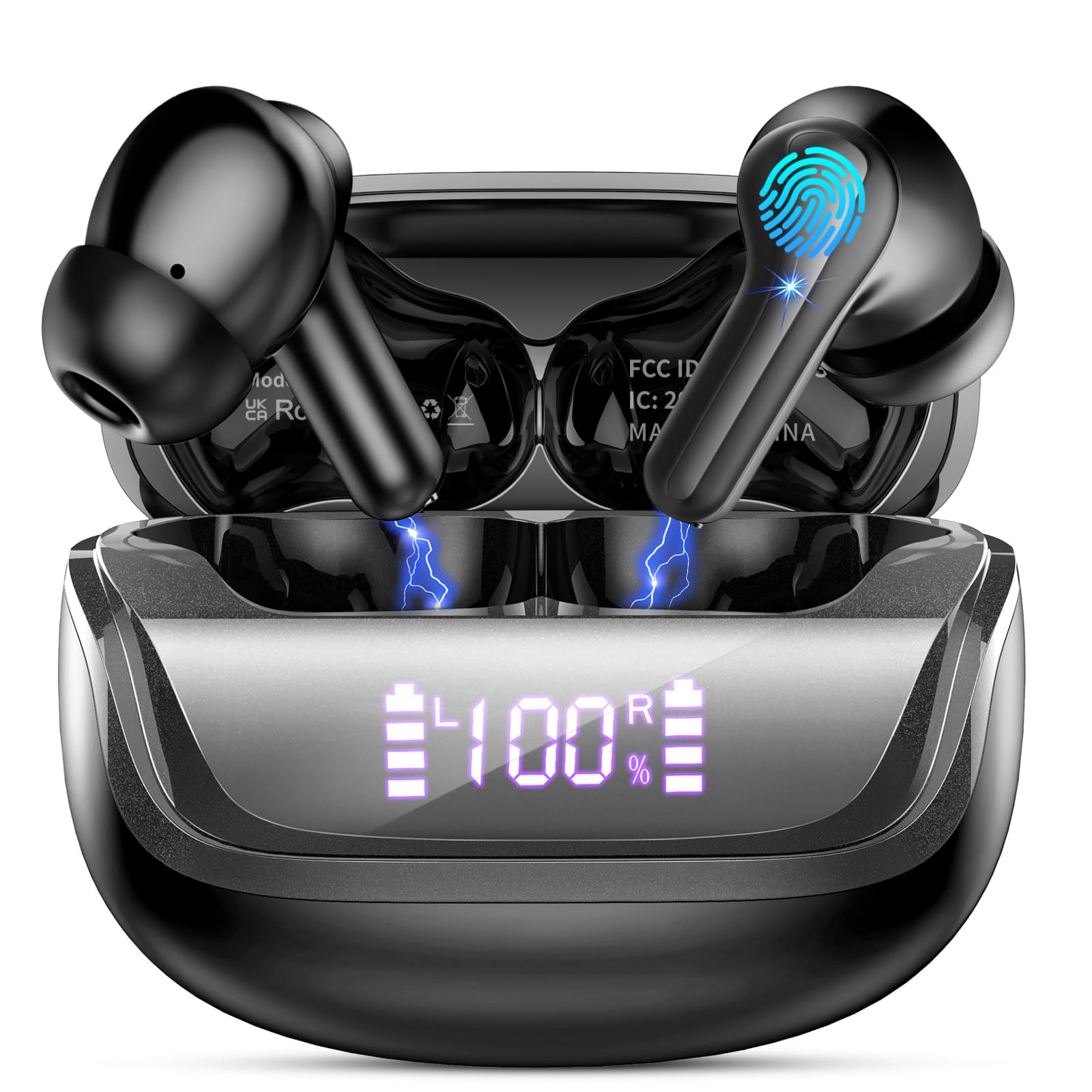 Cuffie Bluetooth, Auricolari Bluetooth 5.4 Wireless, 45 Ore Stereo HiFi Immersivo, Cuffiette In Ear con 4 ENC Cancellazione Rumore Mic, IP7 Impermeabili Touch Control Cuffie Senza Fili per iOS/Android
