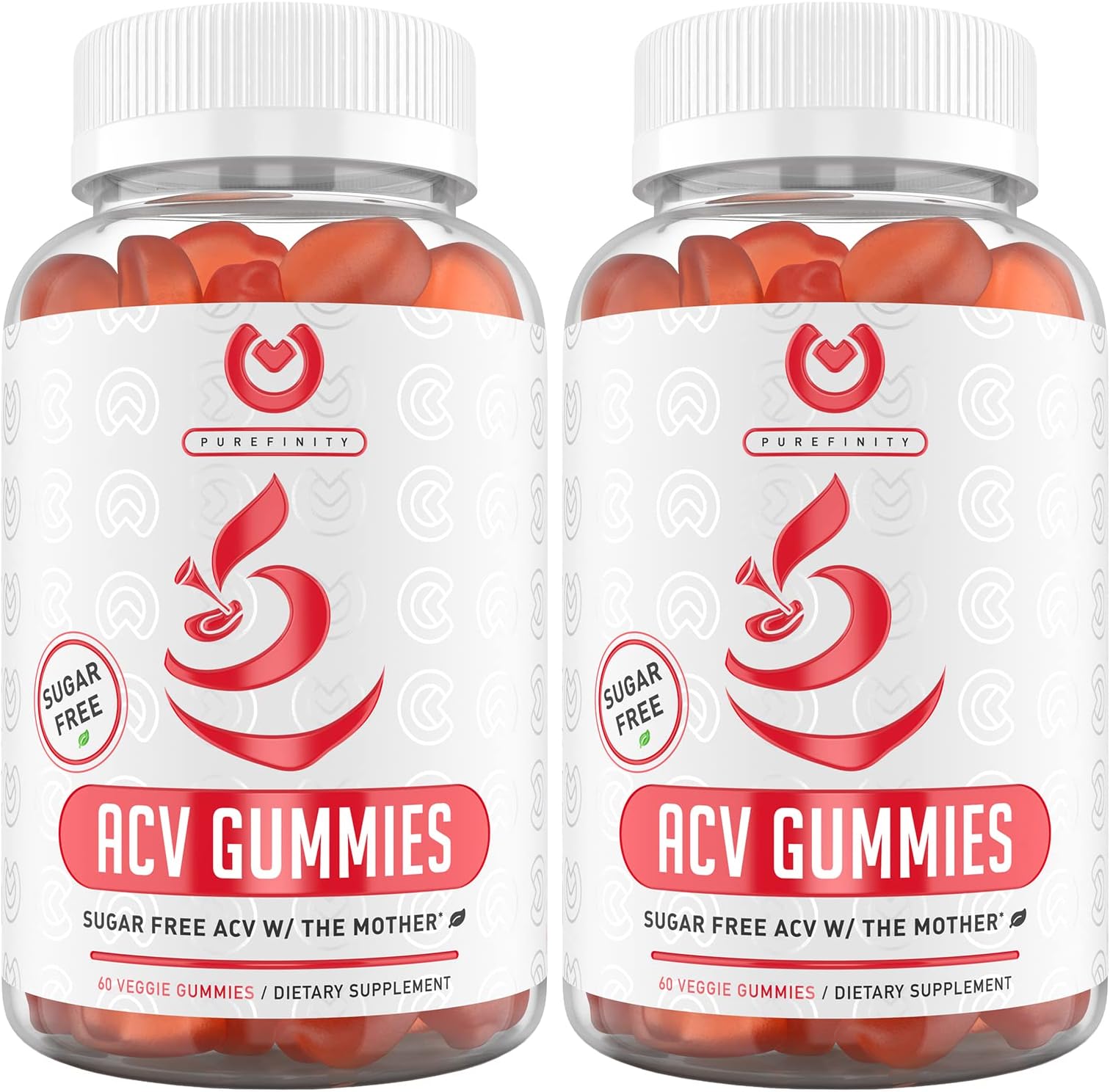 PUREFINITY (2-Pack) Apple Cider Vinegar Gummies – Sugar Free | Detox, Cleanse & Immunity | Unfiltered ACV from The Mother - Alternative to ACV Capsules, Pills - 120 Gummies