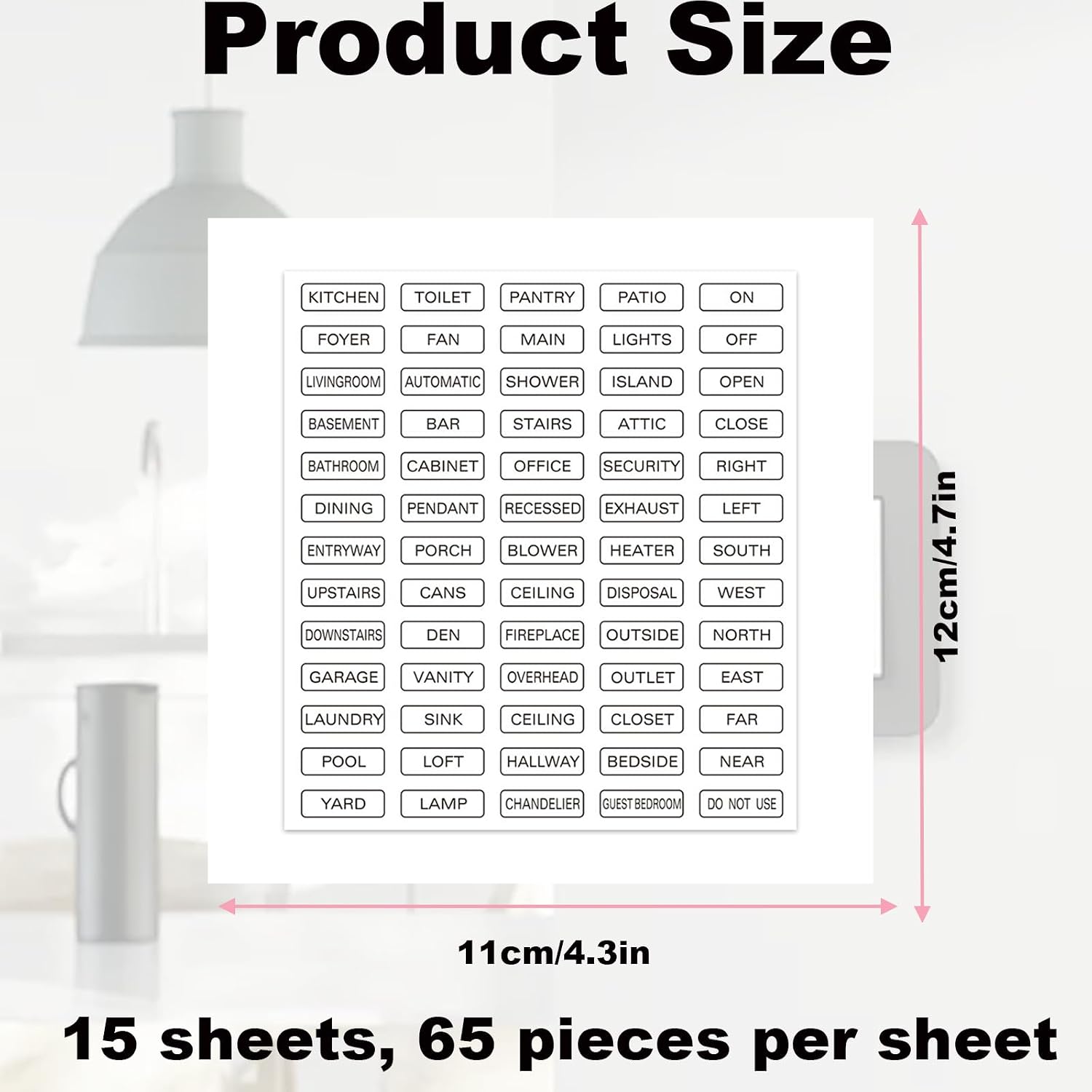 Light Switch Label Sticker 975PCS Transparent Switch Sticker Ideal for Home Kitchen Bathroom Office Electrical Panel Labels 15 Sheets with 65 Stickers Each Easy to Use Durable Design image 2