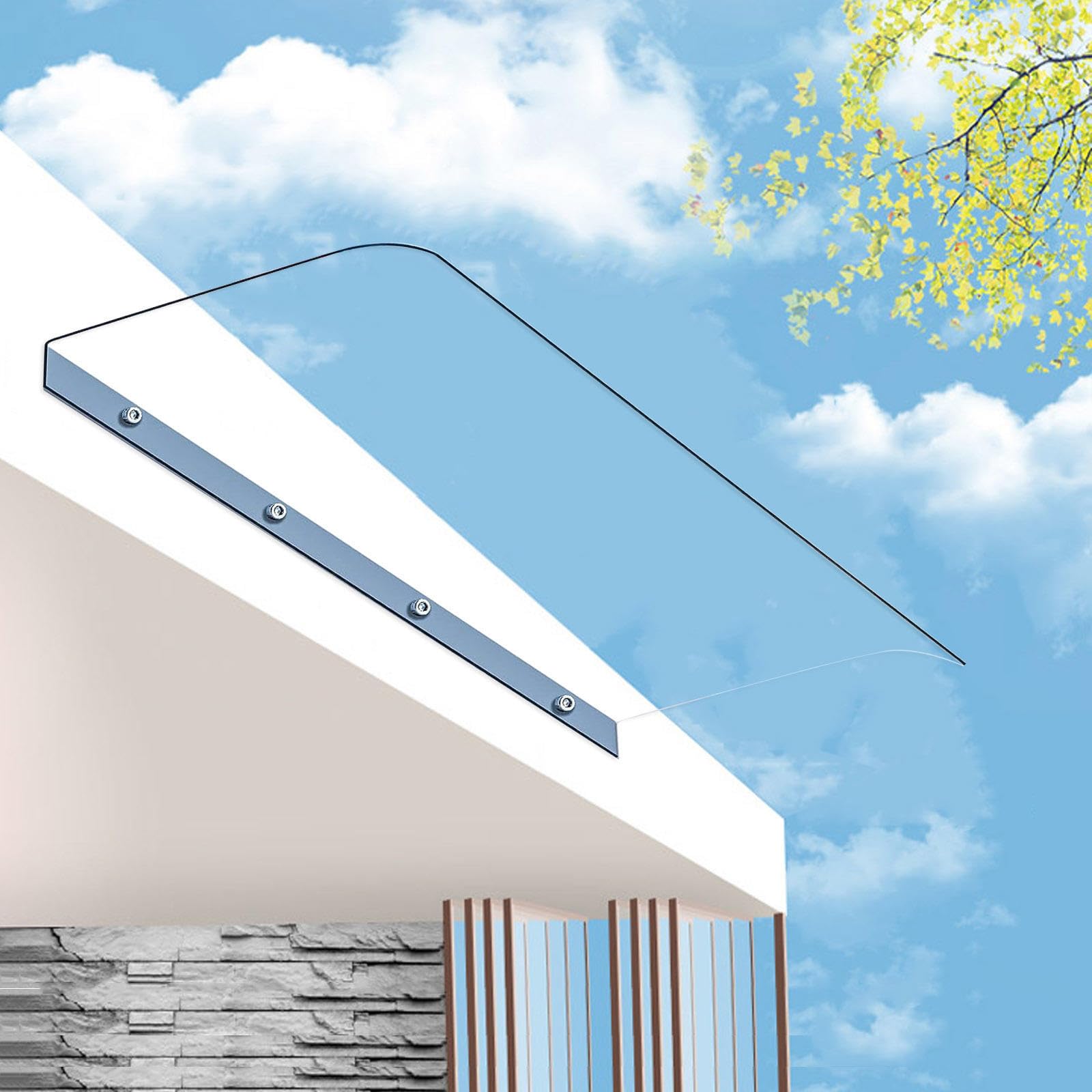 Auvent de porte invisible et silencieux en polycarbonate transparent anti-UV