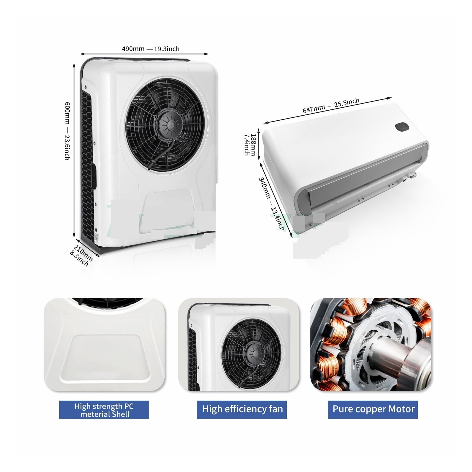 Elektryczna klimatyzacja postojowa samochodowa 12V/24V, chłodnia, samochód kempingowy, przyczepa kempingowa, van kempingowy, klimatyzacja typu split, wydajne ch，Cool 24v