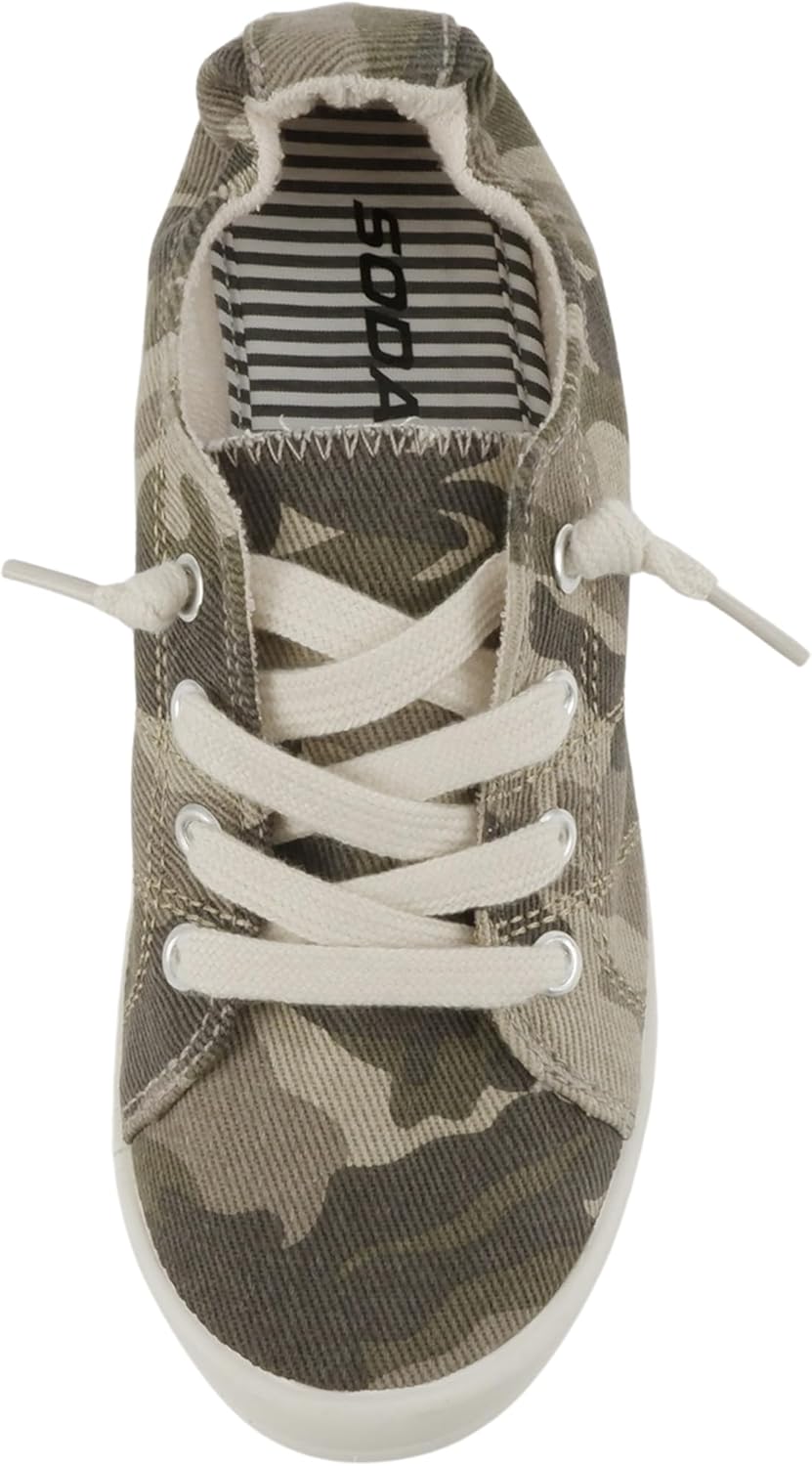 Soda Flat Women Shoes Linen Canvas Slip On Sneakers Lace Up Style Loafers Zig-S - Image 5