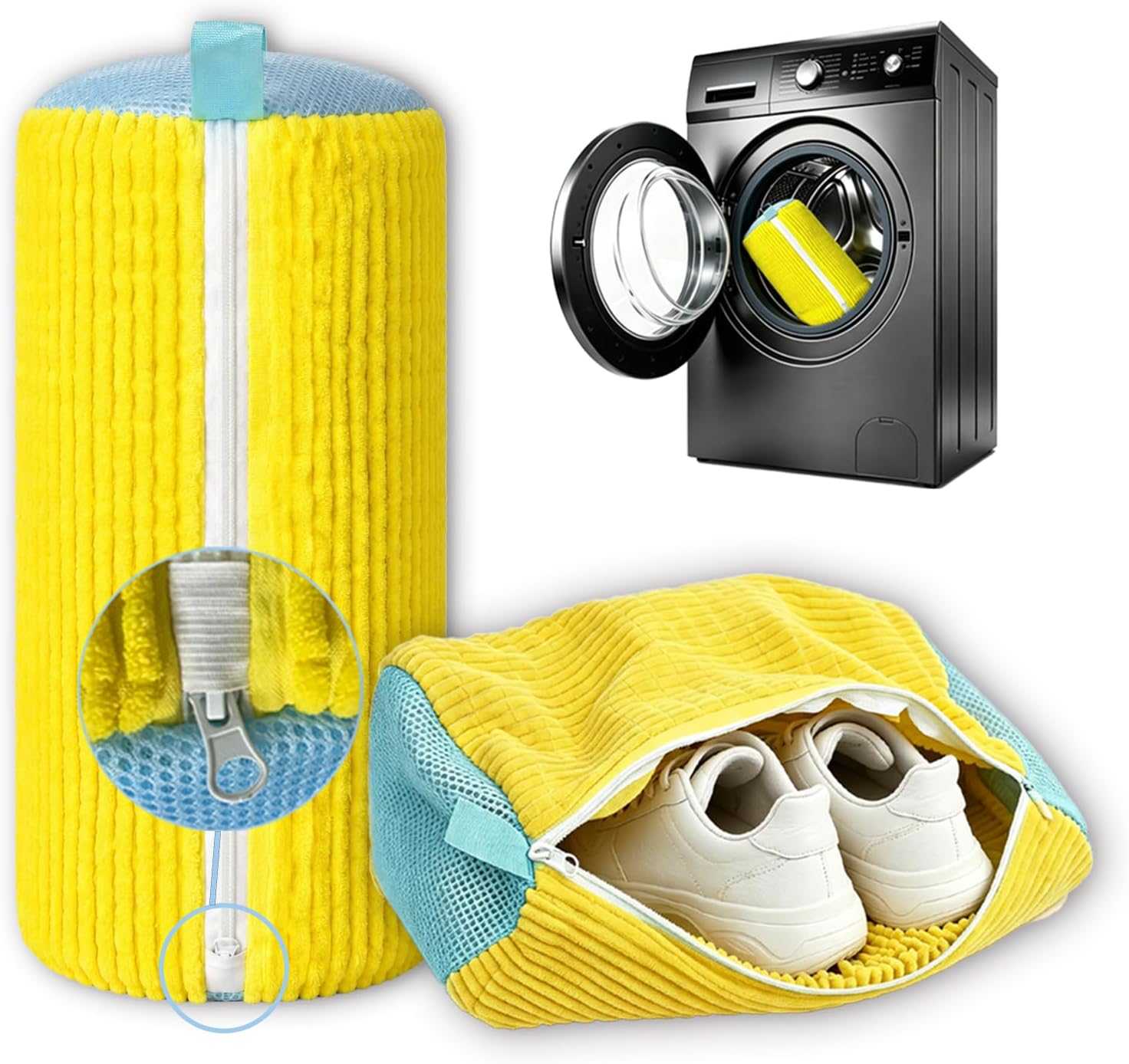 Shoe Washing Machine Bag for Washing Machine, Reusable Mesh Laundry Bag for Sneakers Shoes, Shoe Laundry Bag with Zipper Closure for Delicates, Travel, Household Laundry