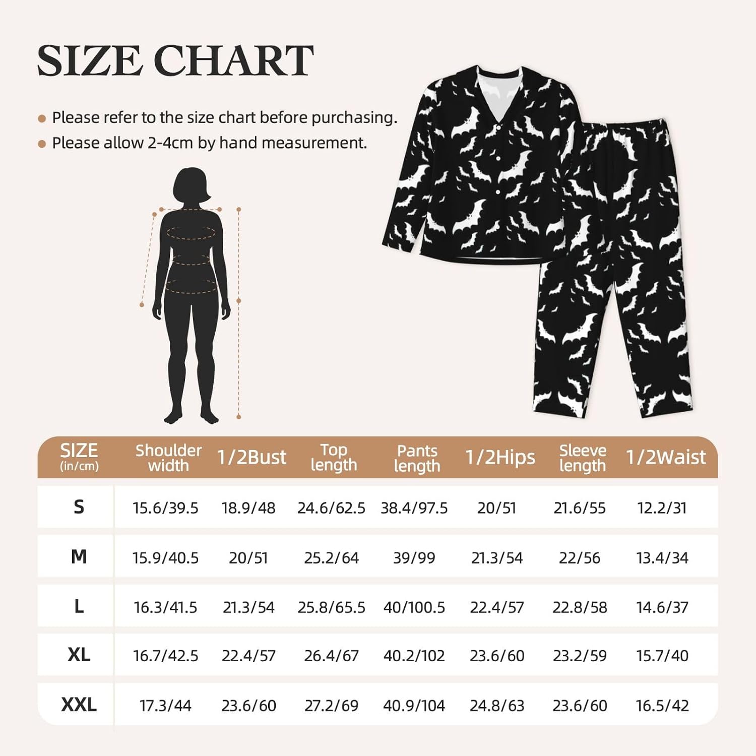 Halloween Flying Bats Print Winter Fall Bedtime Women Long Sleeve Pajama Set Soft Sleepwear Cozy Nightclothes