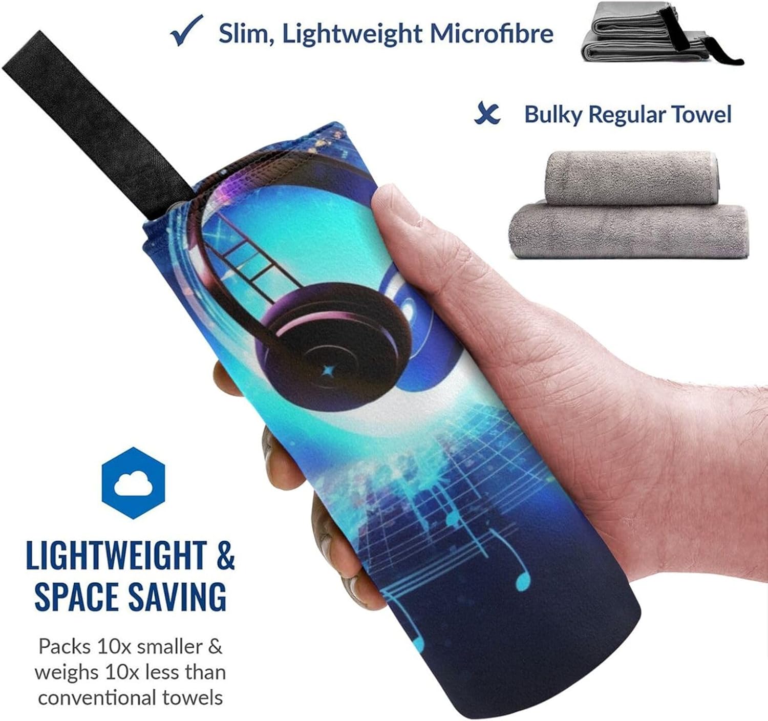 KHiry Microfiber Towel Beach Towels Music Night Quick Dry Towel Soft Lightweight Travel Towels Absorbent Large Easy Pack Travel Things Beach Blanket for Gym Sports Swimming, White