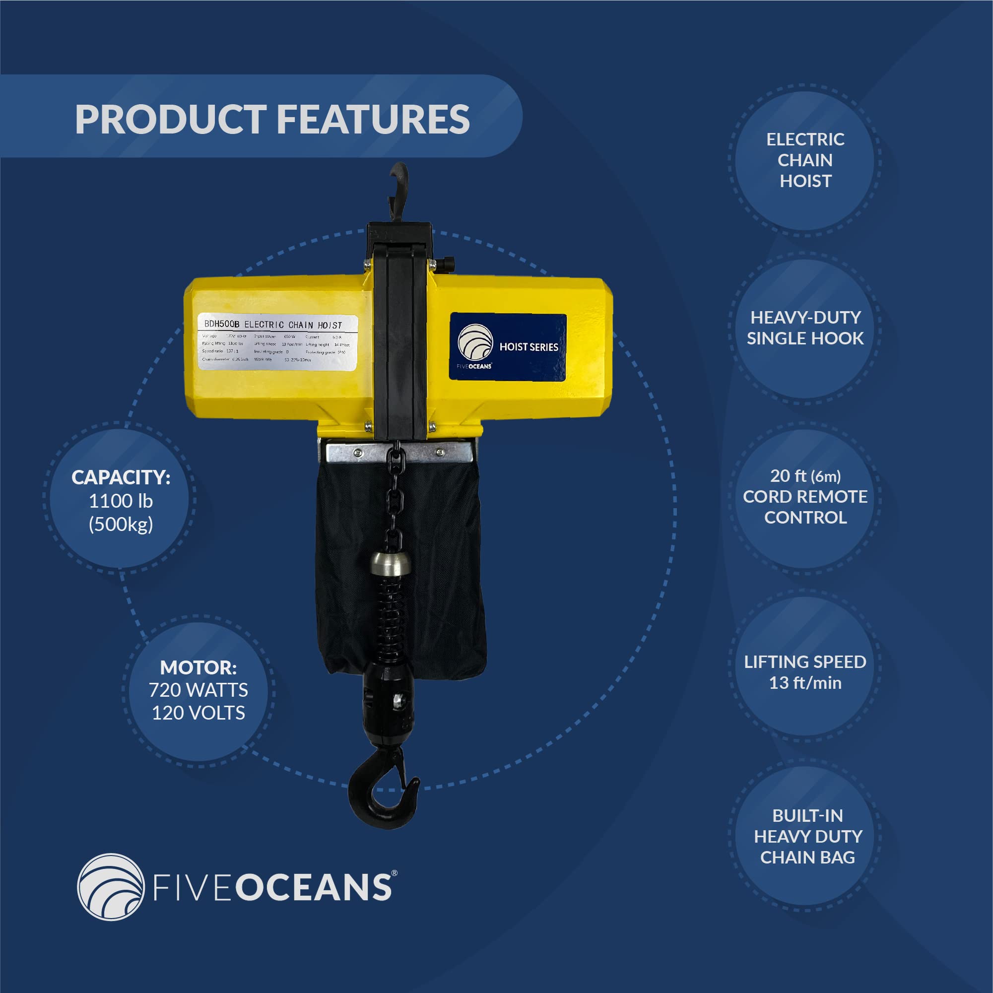 Five Oceans Lift Electric Chain Hoist Single Phase Overhead Crane