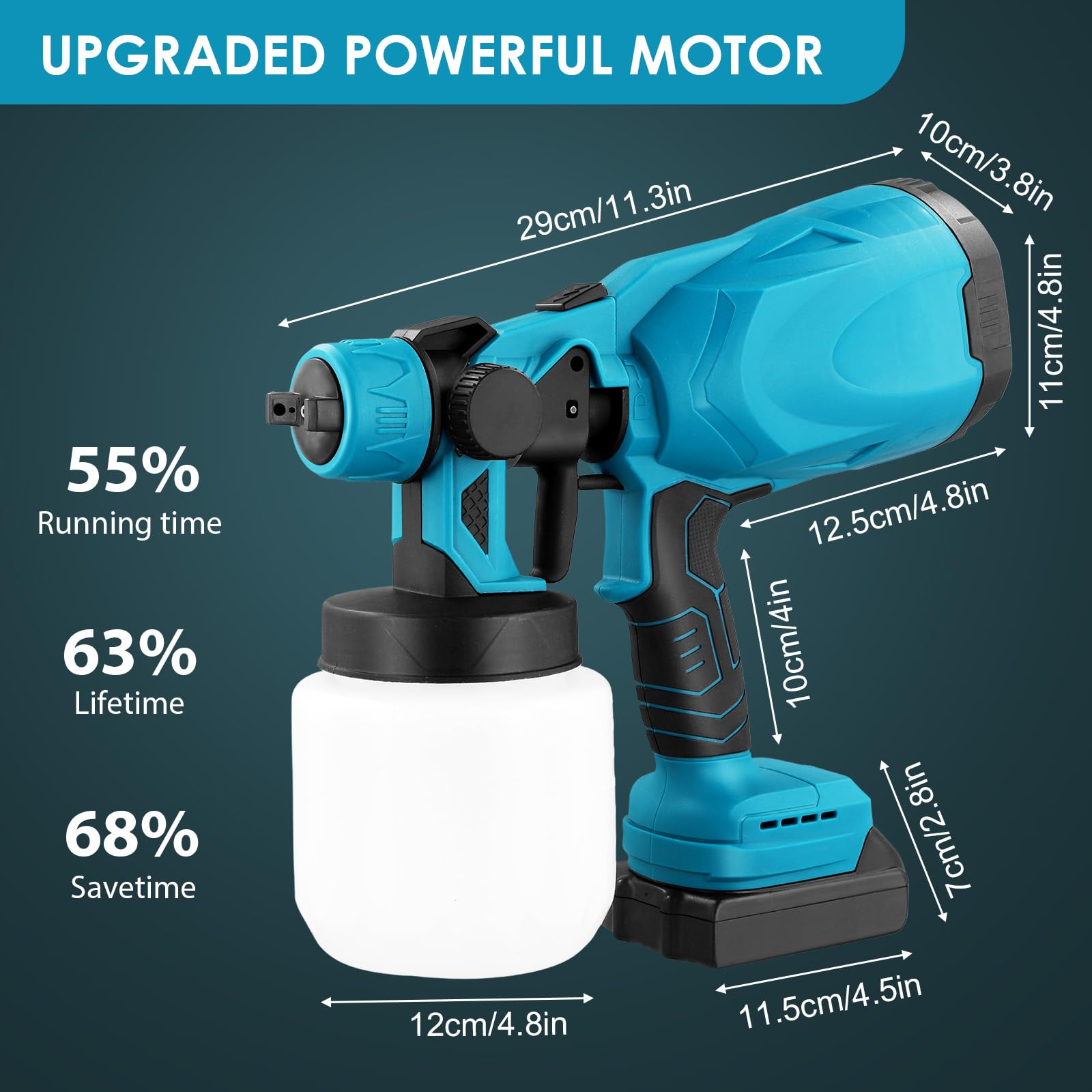 Towwoo Sistema di Verniciatura a Batteria, 1000 ml Pistola a Spruzzo con 18V Batterie 2 × 3000 mAh e Caricabatterie, Pistola Elettrica per Verniciatura con 4 Ugelli, 3 Modalità di Spruzzo