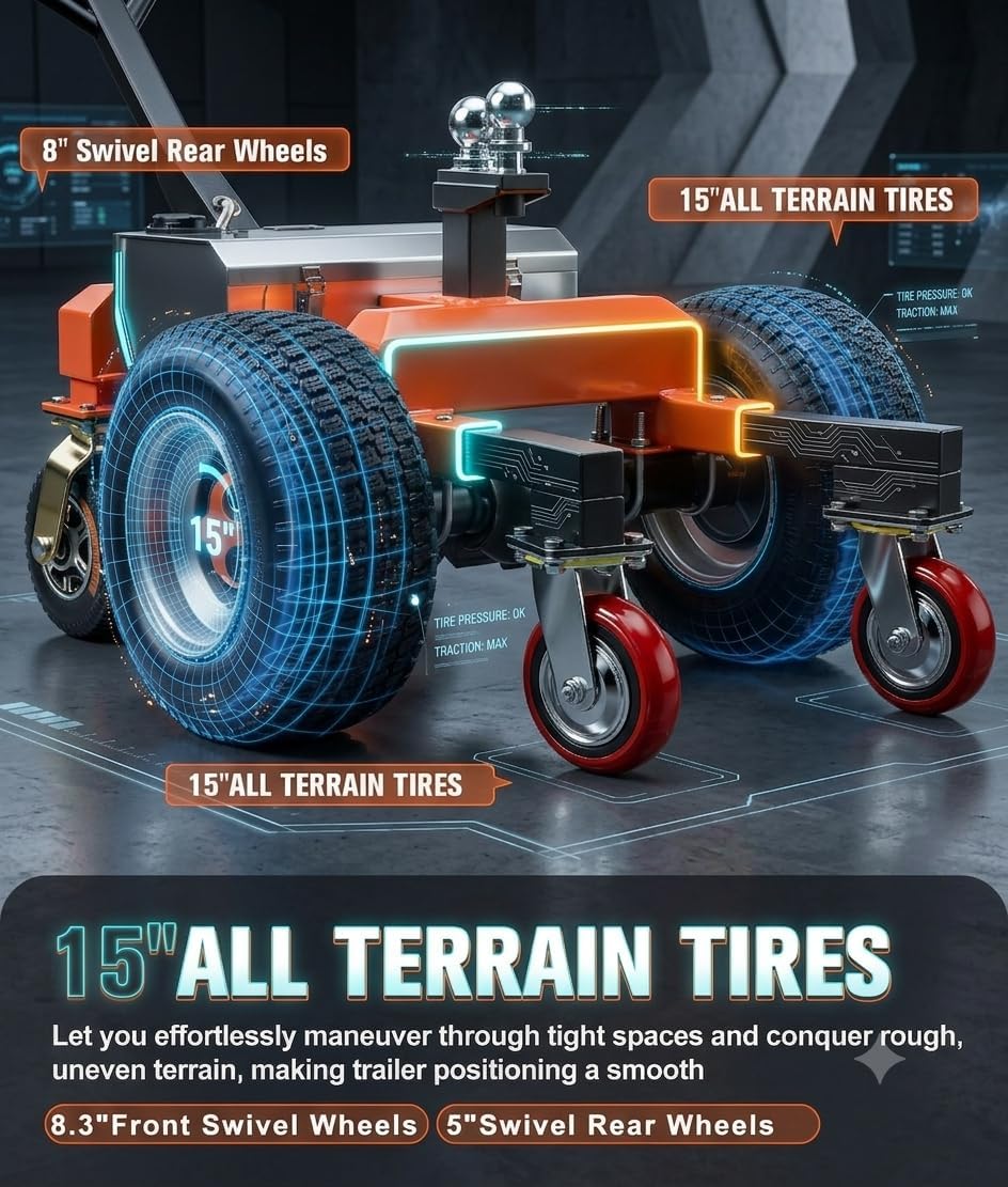 6 Wheel Electric Trailer Dolly,48V 800W Motorized Trailer Dolly with 2 & 2-5/16 in Hitch Balls,7500Lbs Max Trailer Weight 1100Lbs Tongue Weight, for RV Campers, Cargo & Utility, Boat, Car Trailers