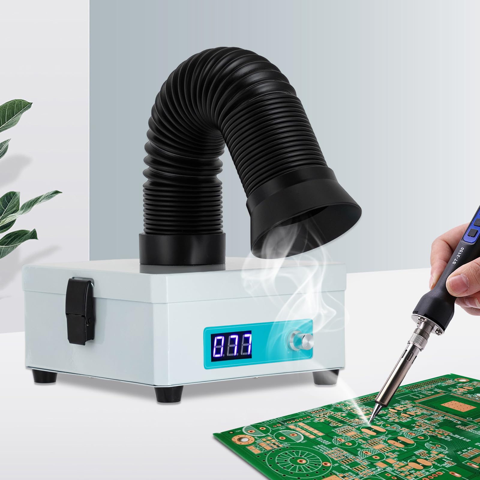 Rauchabsaugung Absaugung Löten, 15W 15 m³/h Tragbares Schweißen Rauchabzug Lötrauchabsorber Schweißrauchabsauger mit 3-Stufen-Filter für Lötstation & Schweißarbeiten