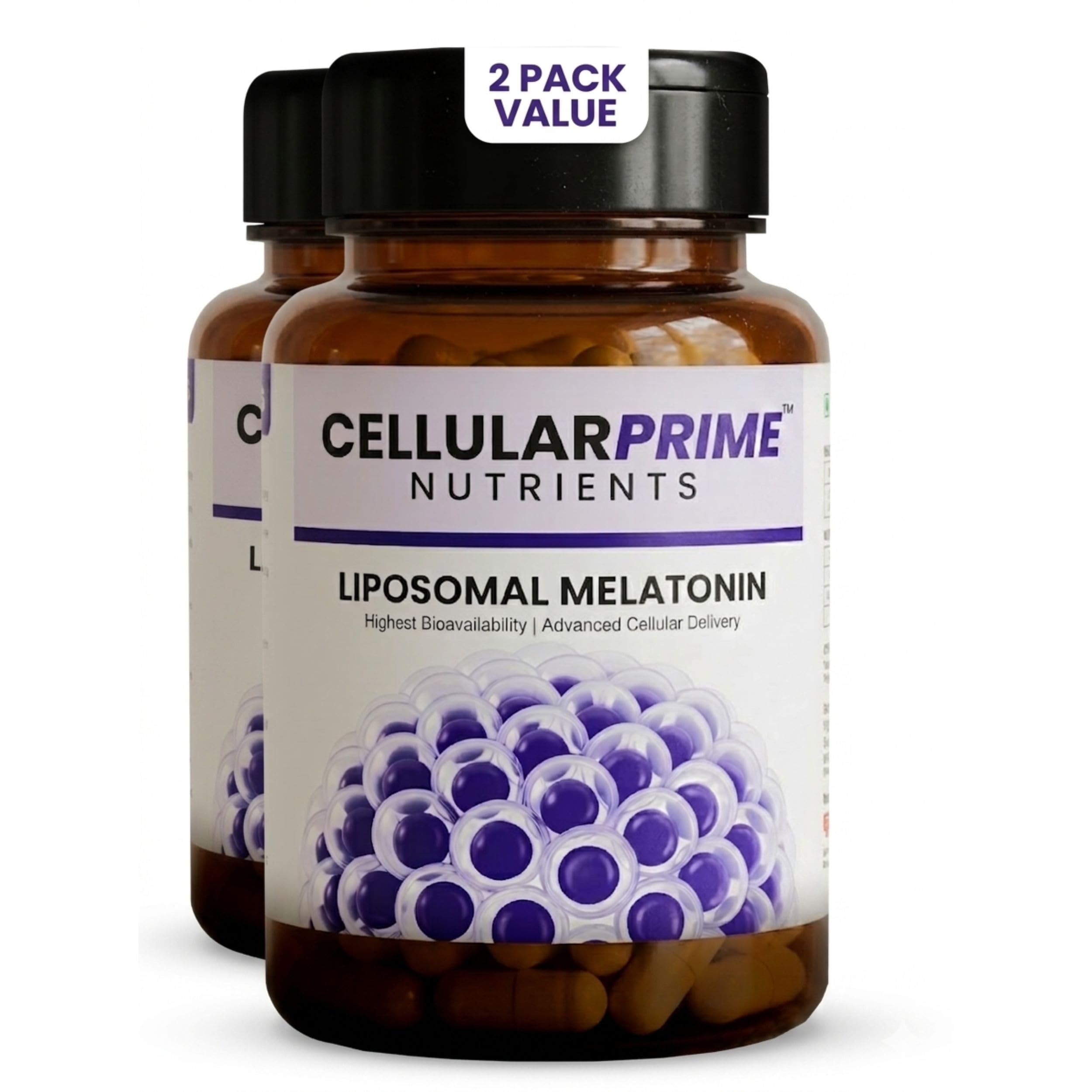 Cellular Prime Liposomal Melatonin 10mg | 60 Veg Capsules | 5x Absorption | Faster Deep Sleep, Stress Circadian Rhythm & Jet Lag Support | WHO-GMP | Non Habit Forming-image-3