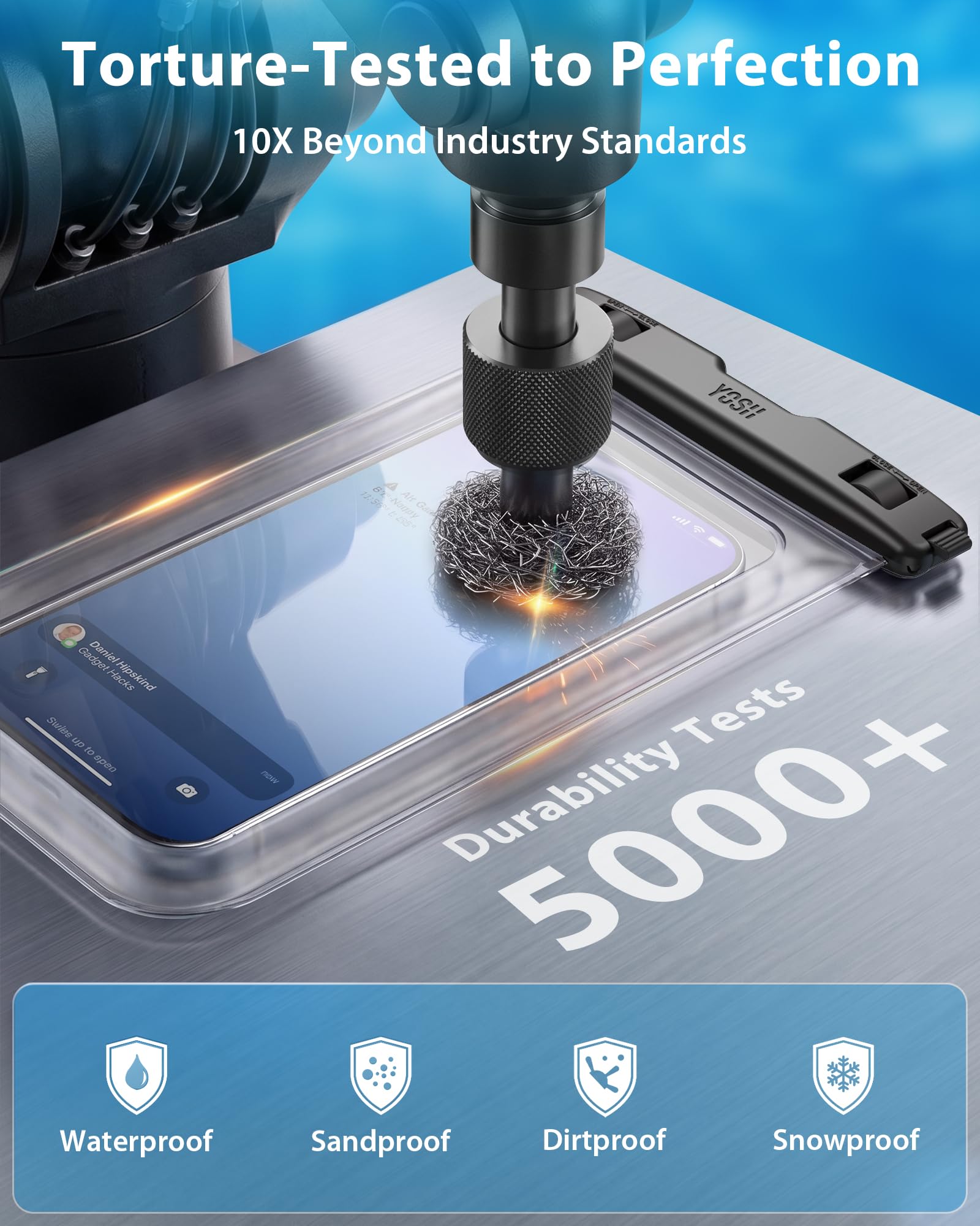 YOSH Wodoodporne etui na smartfona [2 sztuki], wodoszczelne etui na telefon, wodoodporne etui na smartfona iPhone 17 16 15, 14, 13, 12, 11 Pro, XR, Galaxy S26, S25, S24, S23, Ultra, przezroczyste