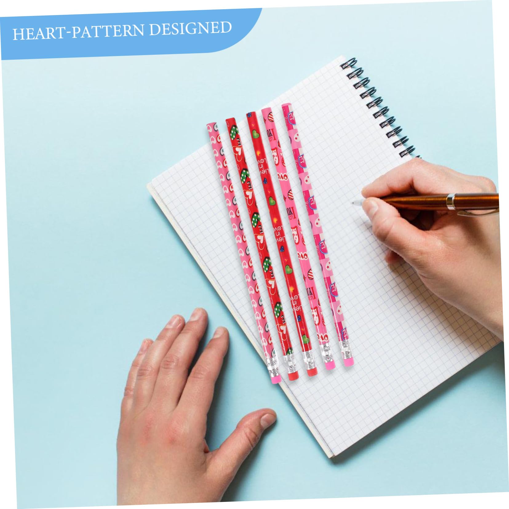 VILLCASE 5 Sätze Valentinstag Bleistift Pastell Textmarker Bleistifte Für Erwachsene Bleistift Pastelle Bleistifte Pastellstifte Doppelt Geknetet Einziehbar Led Radiergummi 48 Stück * 5