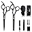 Sirabe 10 PCS Hair Cutting Scissors Set, Professional Haircut Scissors Kit with Cutting Scissors, Thinning Shears, Comb, Cape, Clips, Black Hairdressing Texturizing Shears Set for Barber, Salon, Home
