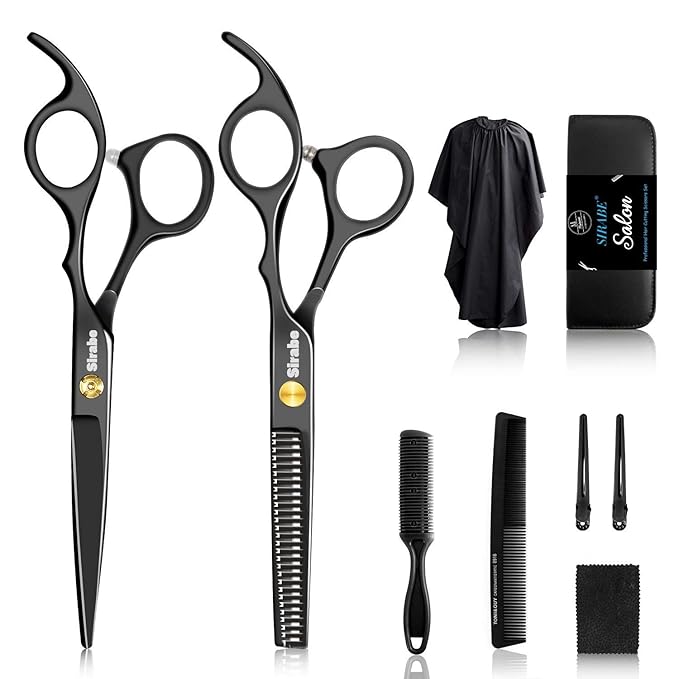 Sirabe 10 PCS Hair Cutting Scissors Set, Professional Haircut Scissors Kit with