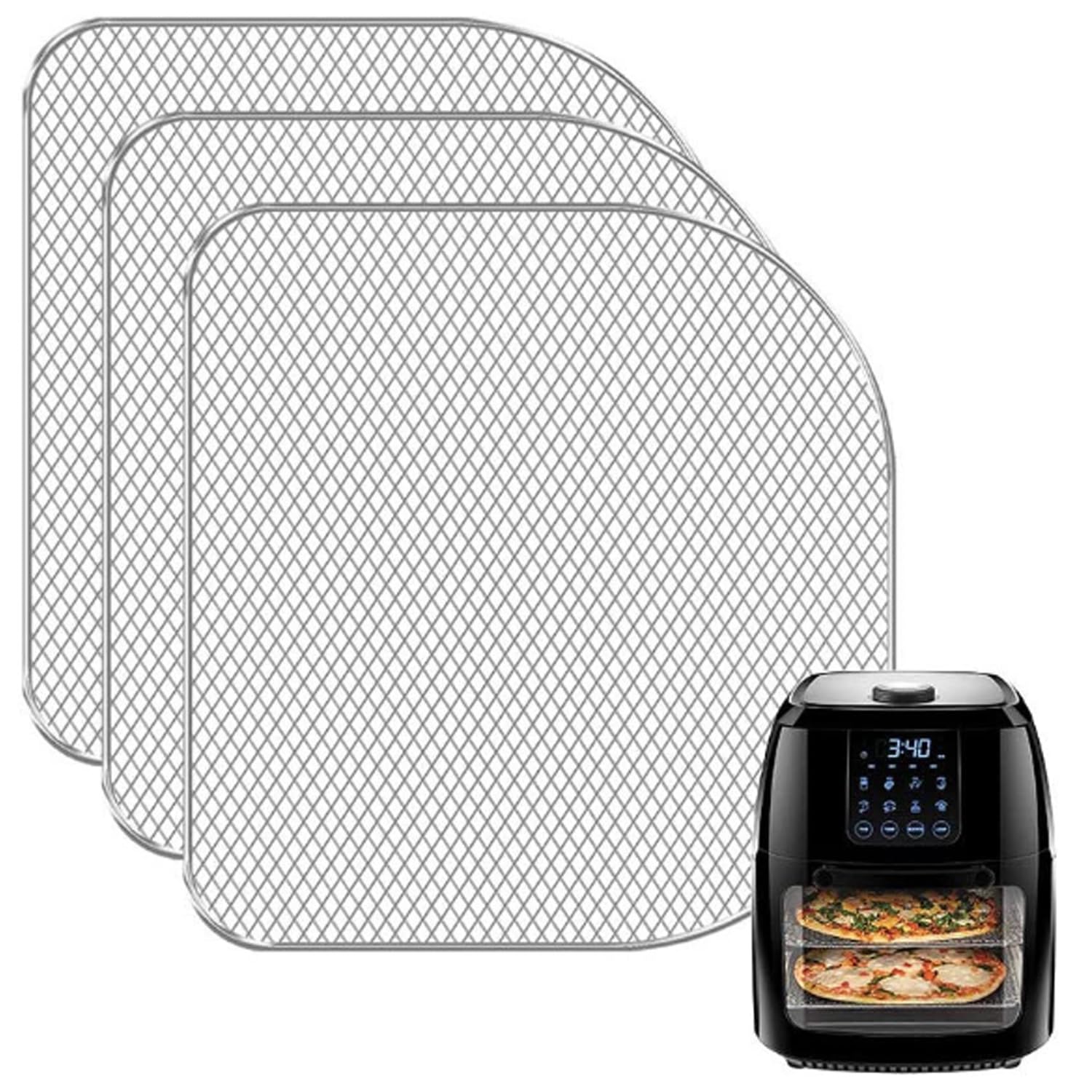Rejilla para freidora de aire de 3 piezas, rejilla para deshidratador de freidora de aire, rejilla para deshidratador de acero inoxidable 304, rejilla para deshidratador de horno, rejilla para bandeja