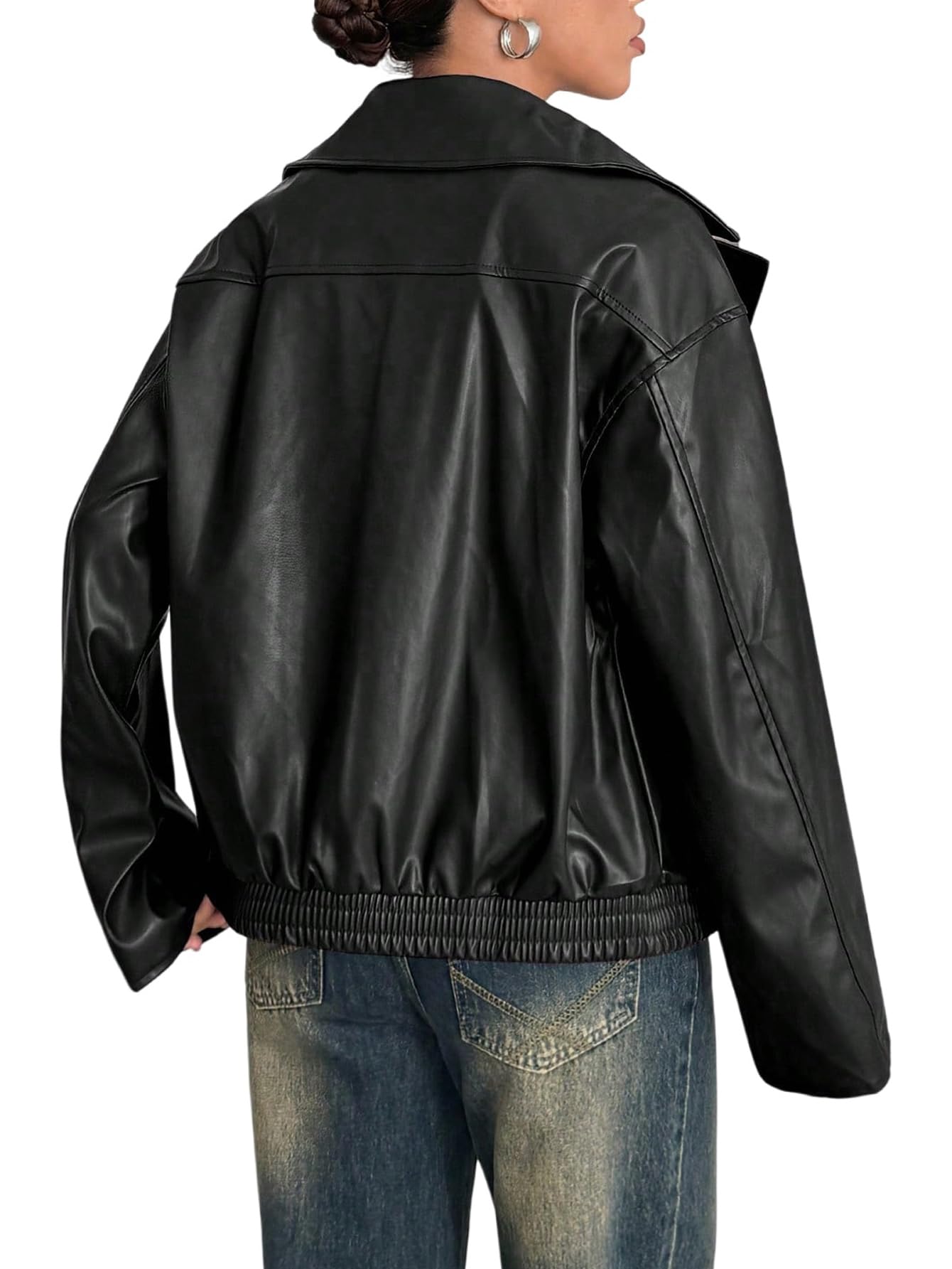 GORGLITTER Lederjacke Damen Motorrad Jacke Langarm Bikerjacke Herbstjacke