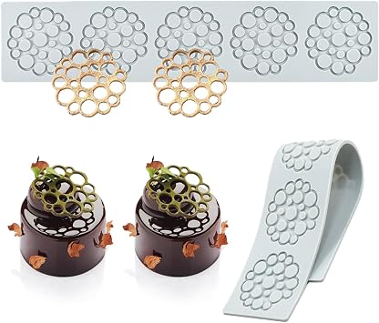 Tuile Molds Silicone 2 PCS Lace Fondant Molds Set with Hollow 3D Beehive Candy Molds for Baking, Resin, Polymer Clay, Sugar Craft Dessert Cupcake Cake Decorating